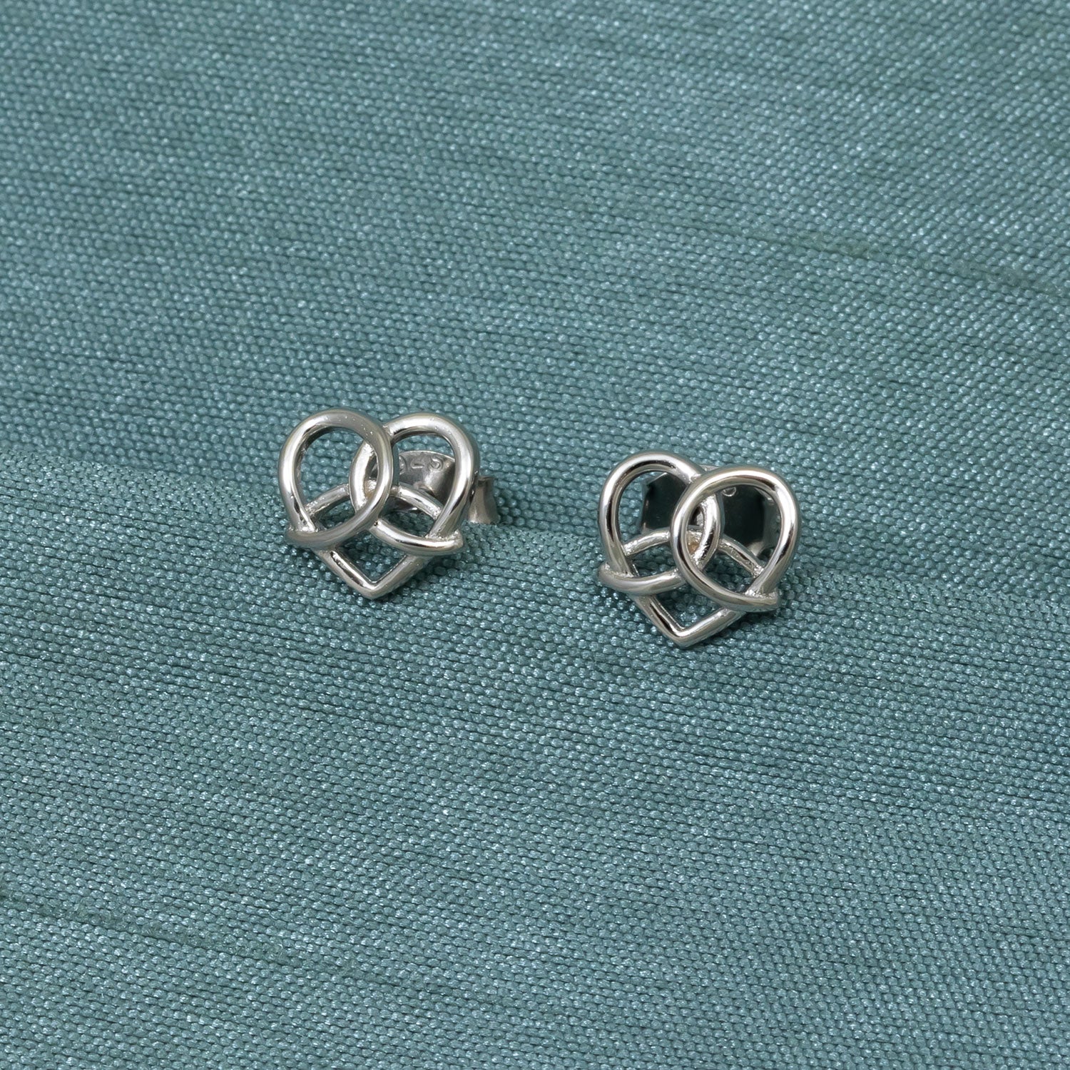 Silver Celtic Trinity Heart Studs