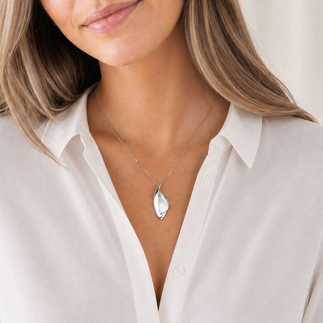 Silver Double Leaf Pendant