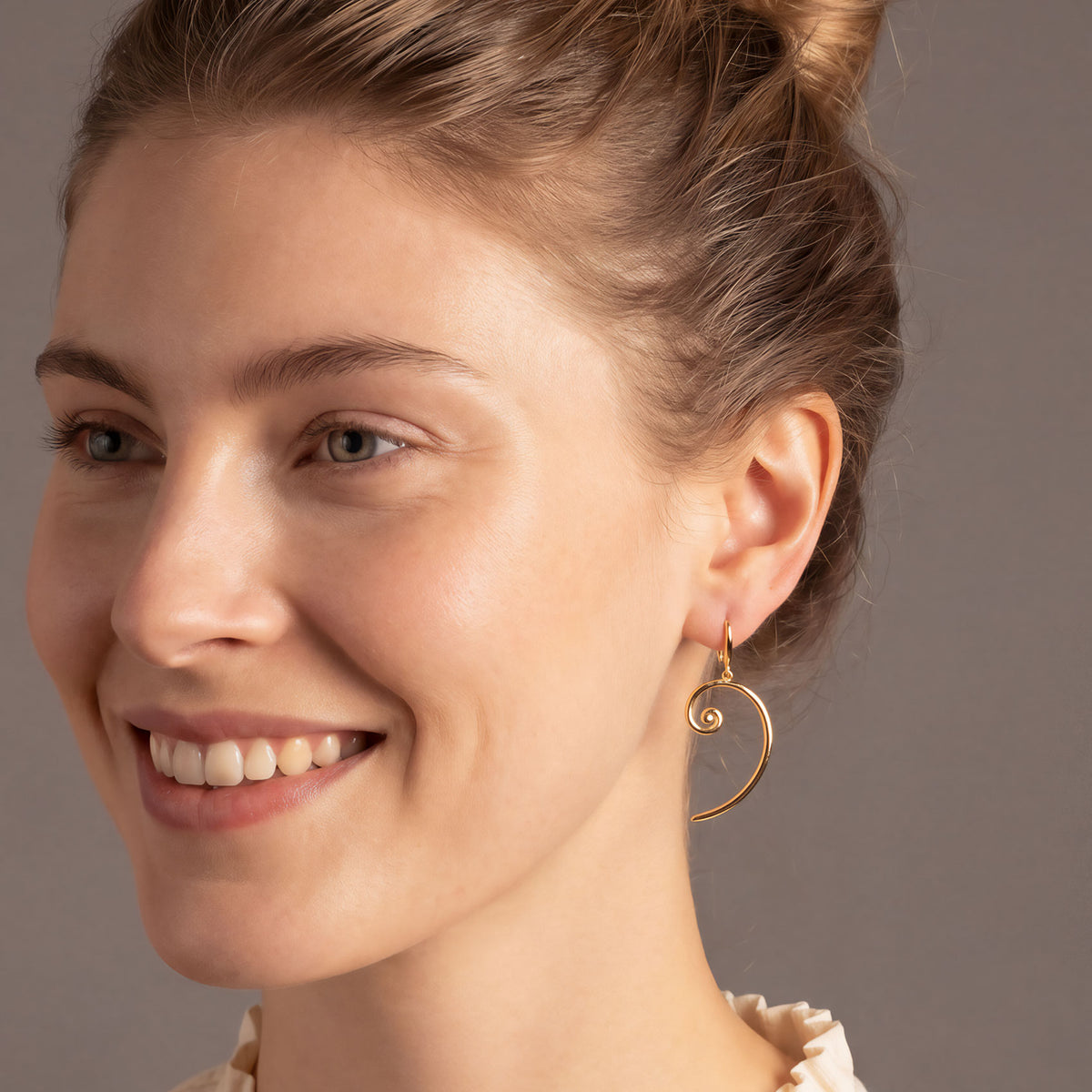 Spiral Drop Earrings in Yellow Gold Vermeil