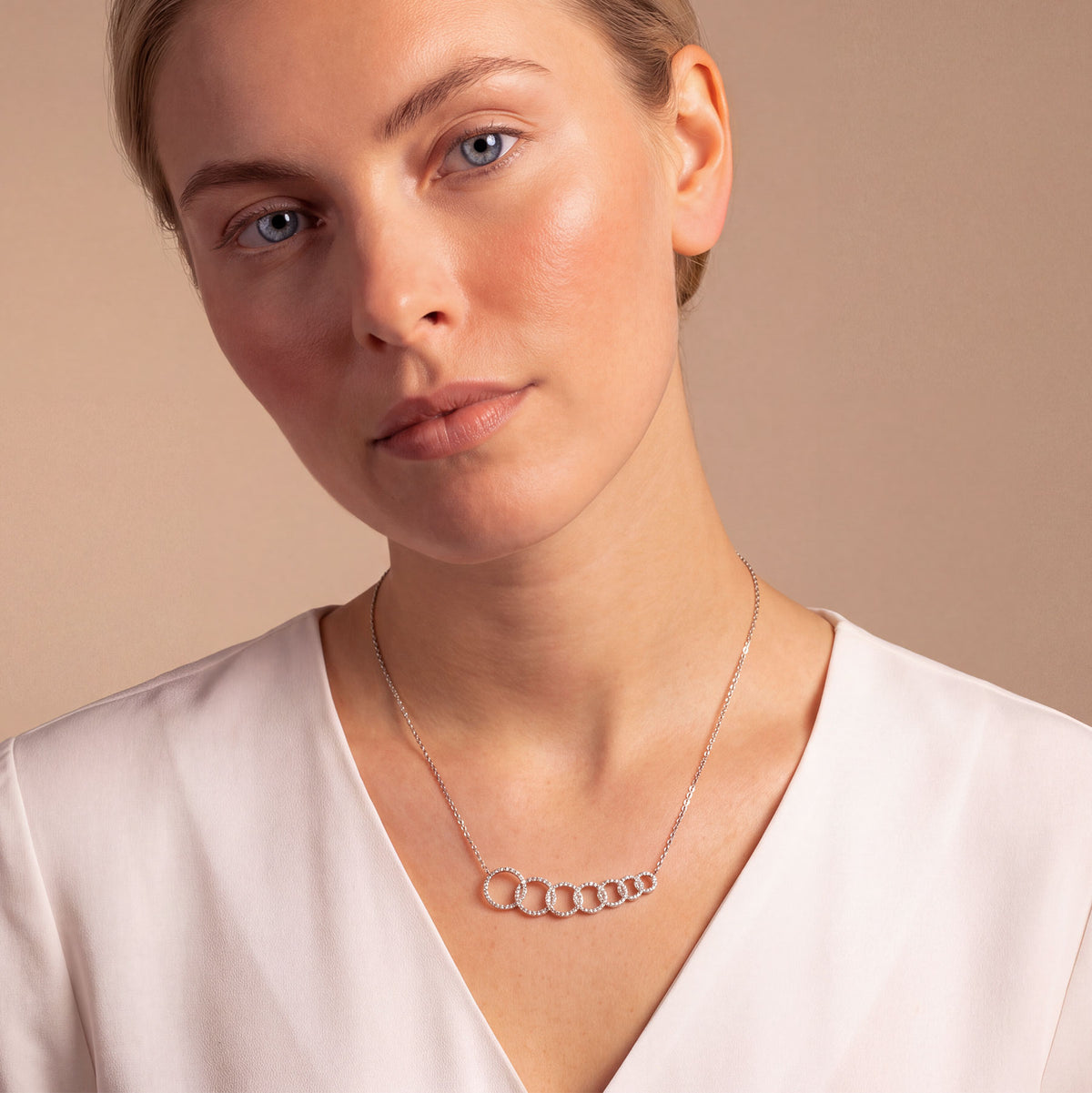 Pavé Seven Interlocking Circles Necklace