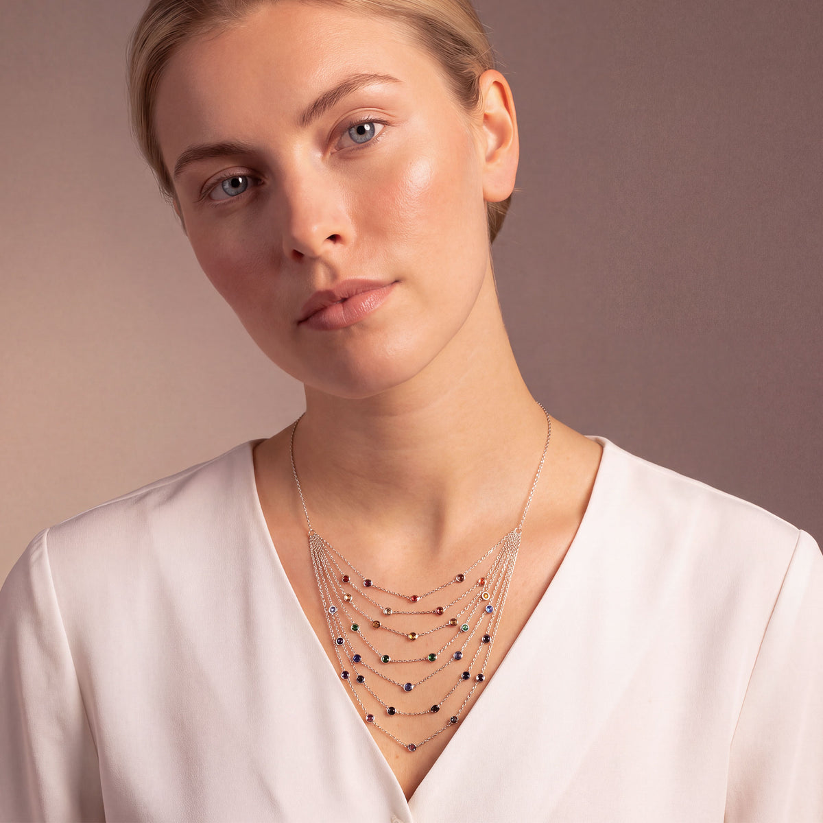 Seven Layer Rainbow Sparkling Necklace
