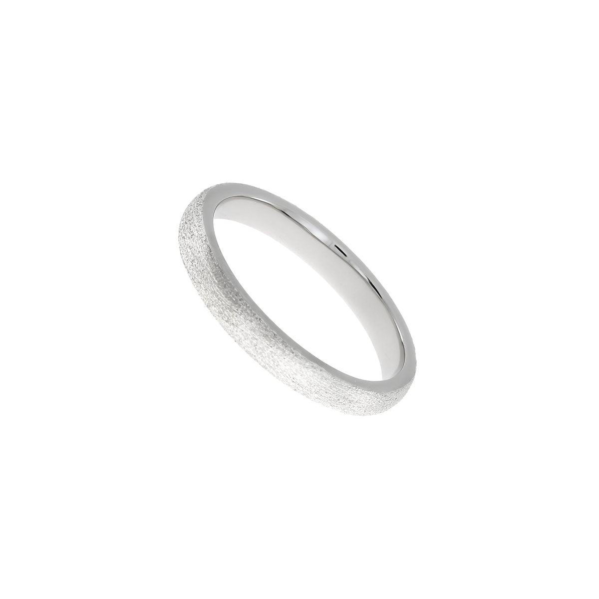 Sterling silver ring featuring a smooth polished interior and a satin-textured exterior, highlighting a sleek and modern design in silver jewellery by Azendi.