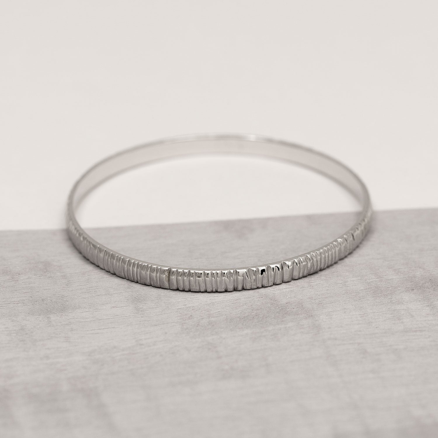 Sterling Silver Grooved Elements Bangle