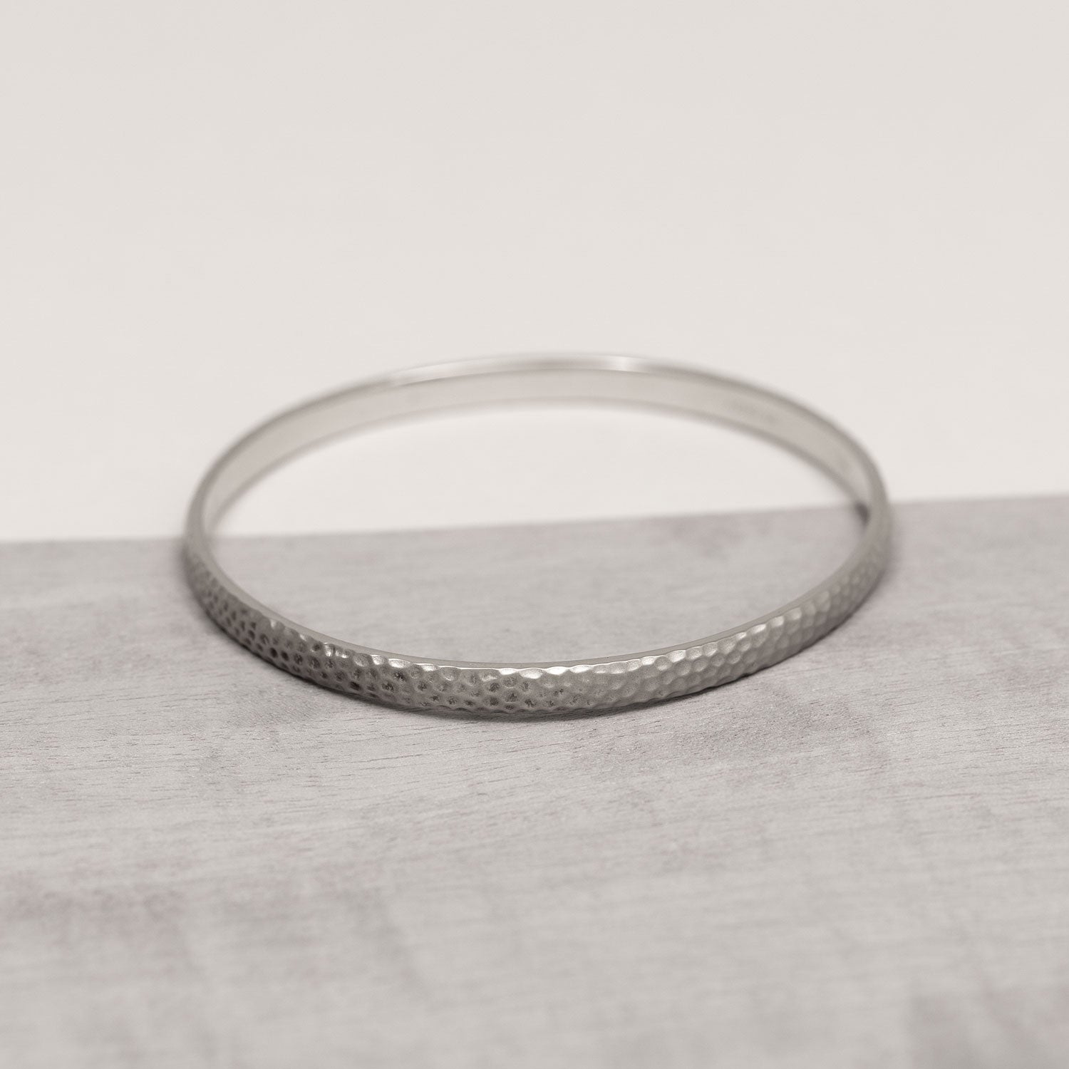 Sterling Silver Satin Hammered Elements Bangle