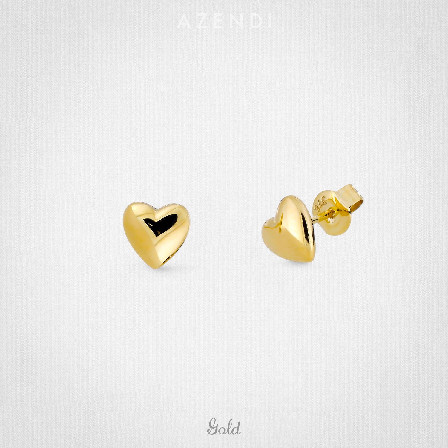 9 Carat Gold Delicate Heart Stud Earrings
