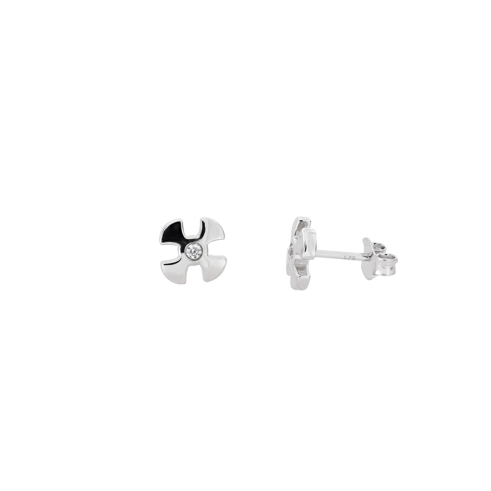 Silver St Cuthbert Cross Stud Earring