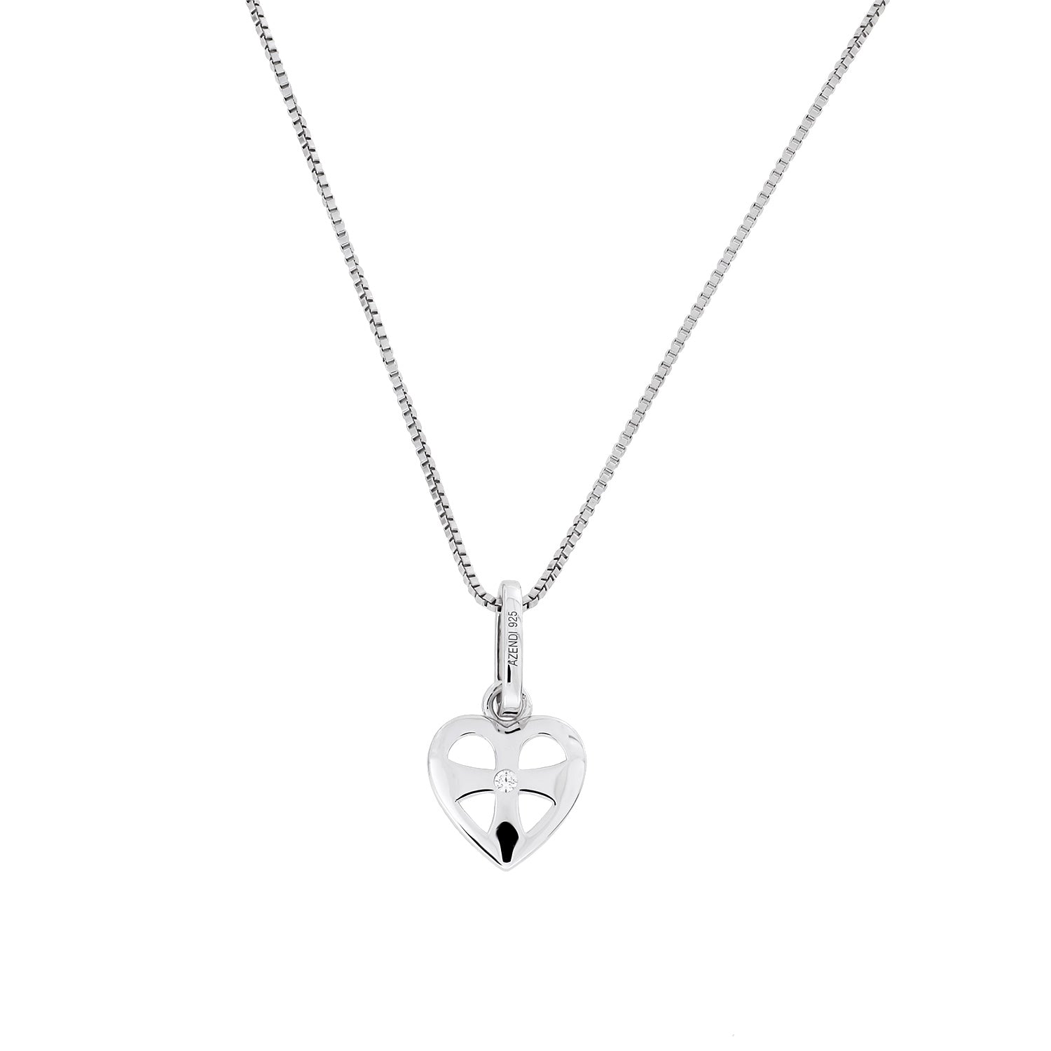 Silver St Cuthbert Cross Heart Pendant