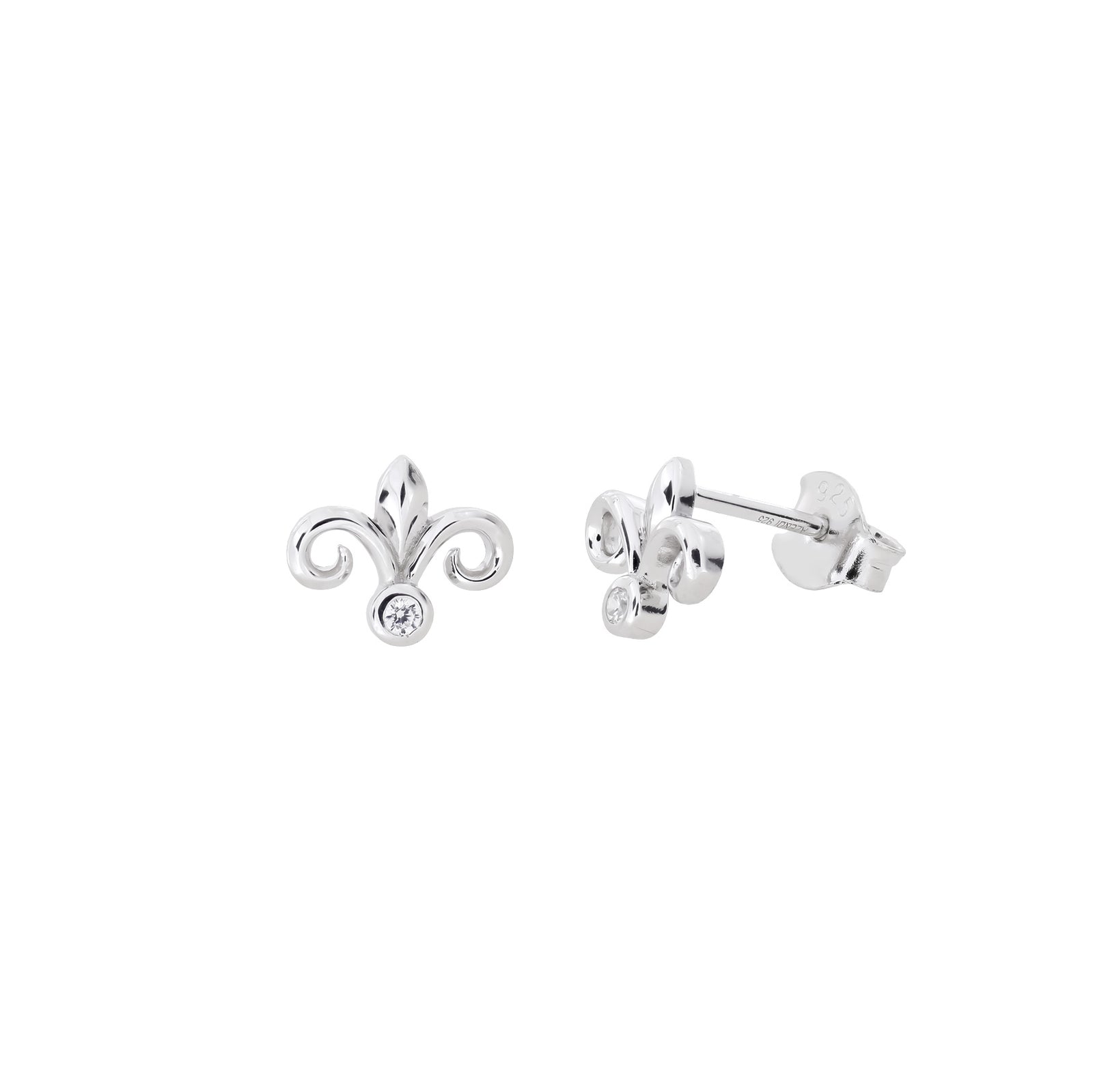 Silver Fleur de Lis Stud Earrings