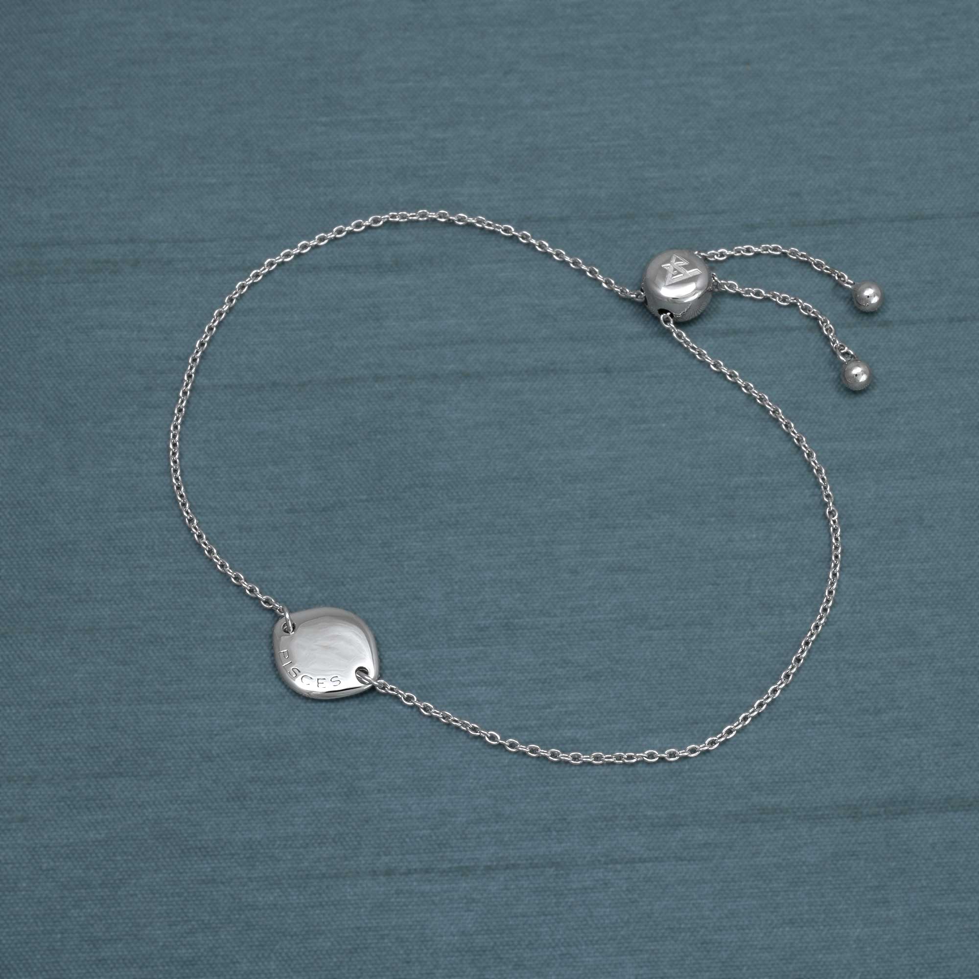 Silver Pisces Zodiac Adjustable Bracelet