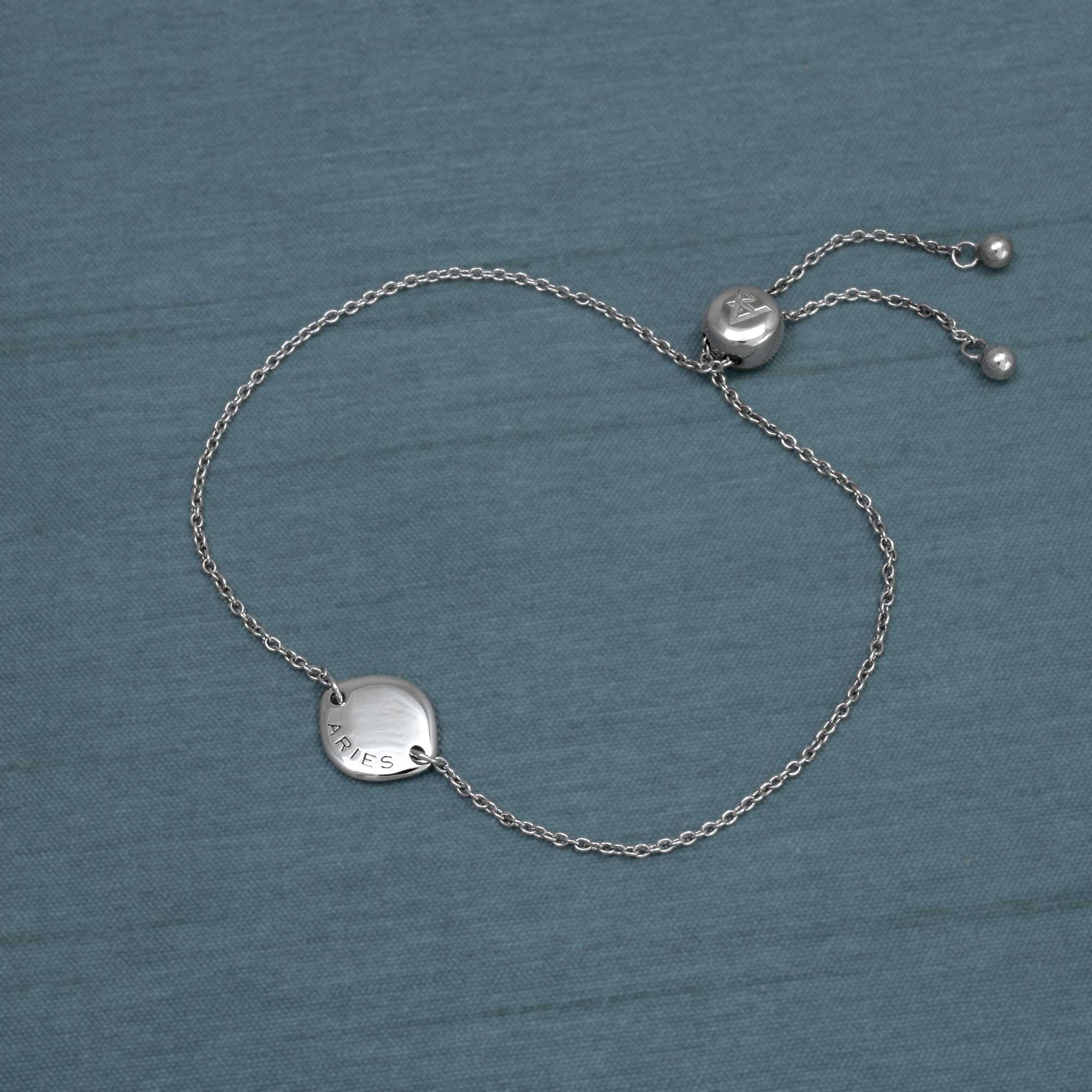 Silver Aries Zodiac Adjustable Bracelet