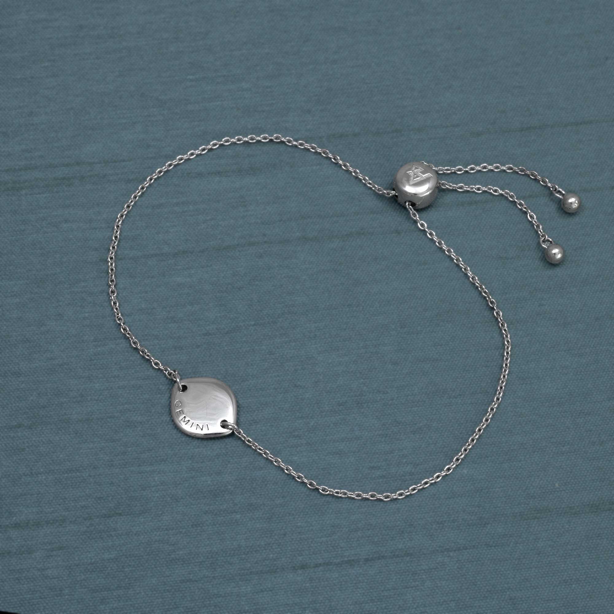 Silver Gemini Zodiac Adjustable Bracelet