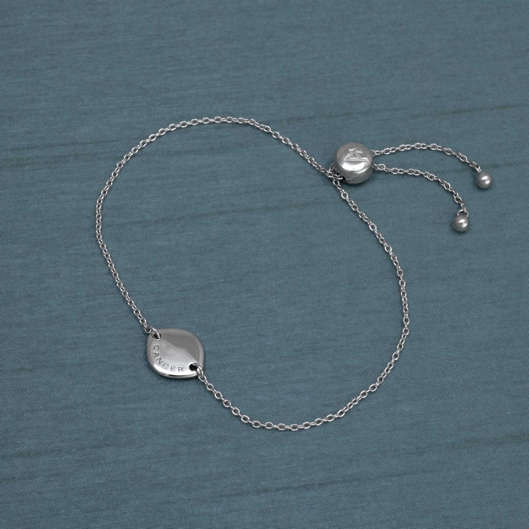 Silver Cancer Zodiac Adjustable Bracelet