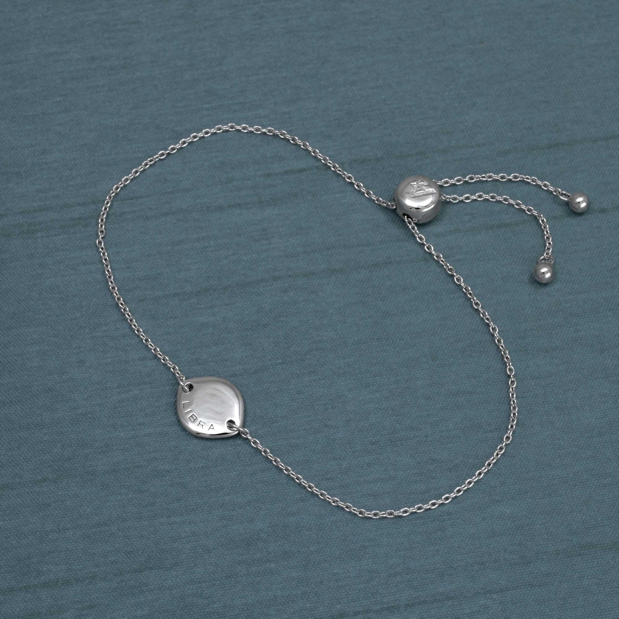 Silver Libra Zodiac Adjustable Bracelet