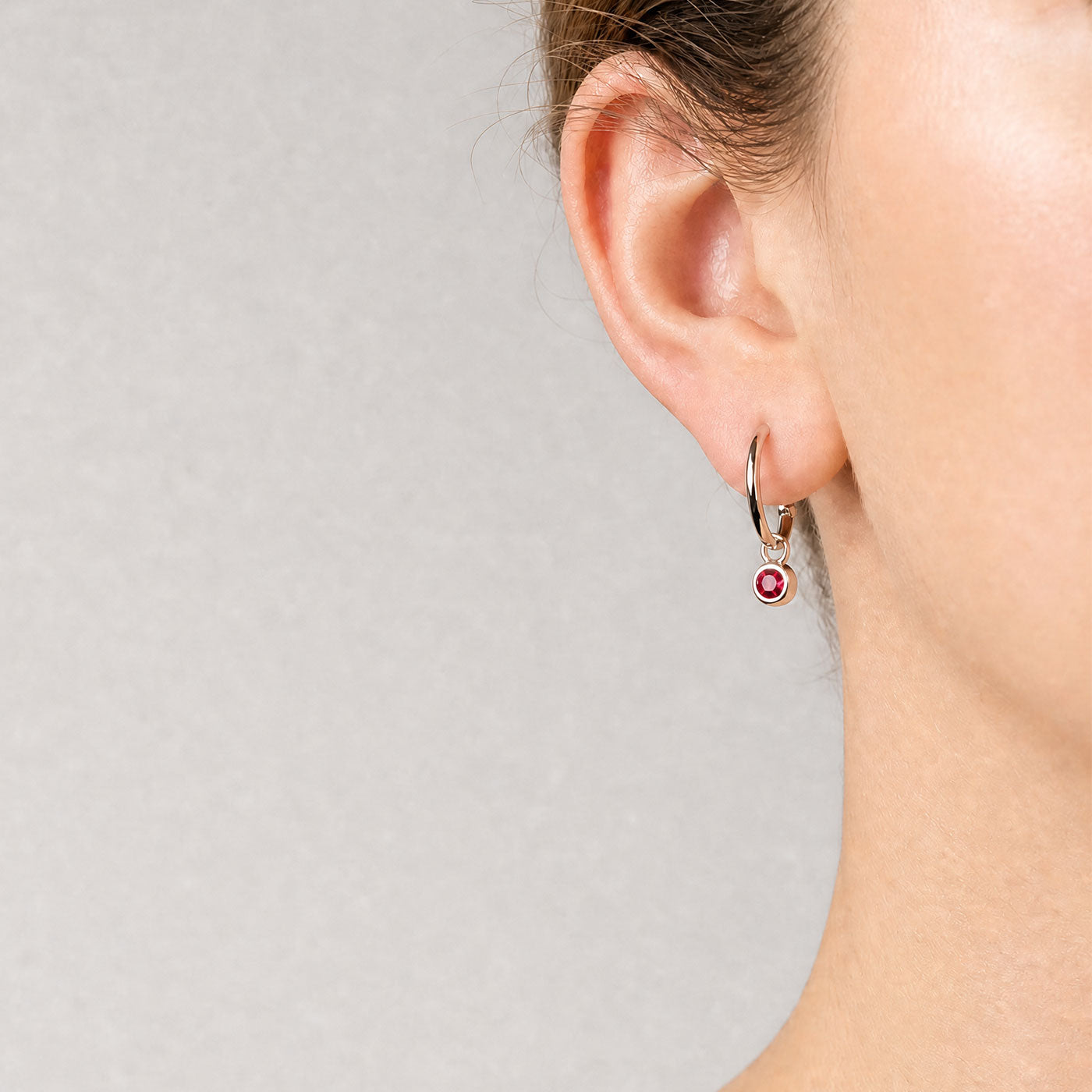 July Birthstone Hoop Earrings - Ruby