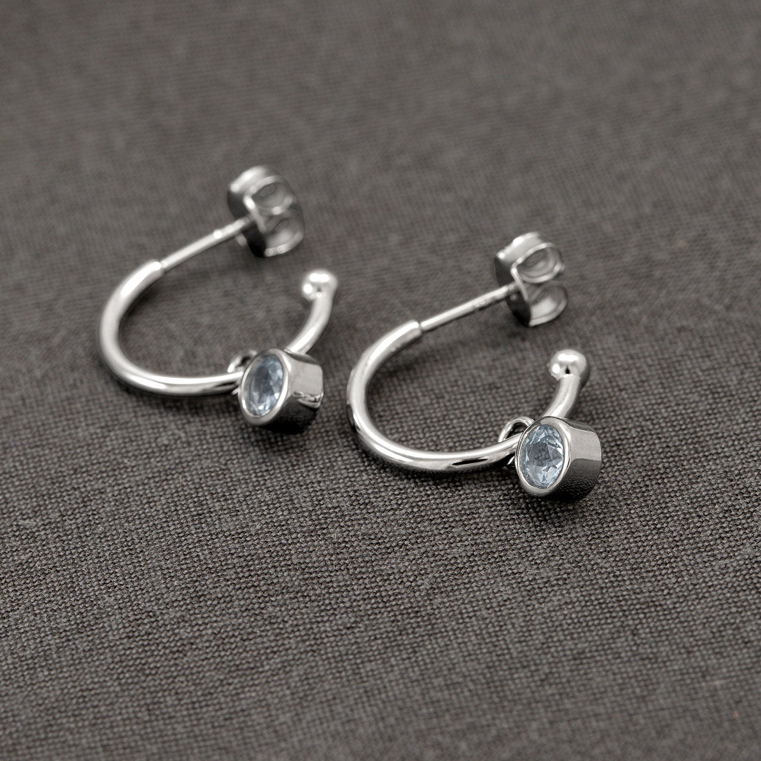 November Birthstone Hoop Earrings - Blue Topaz