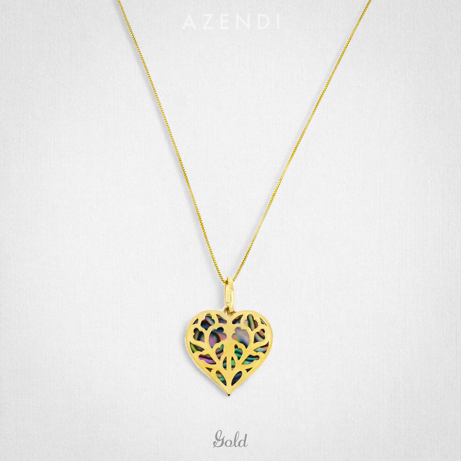 9 Carat Yellow Gold Heart of Yorkshire Abalone Pendant