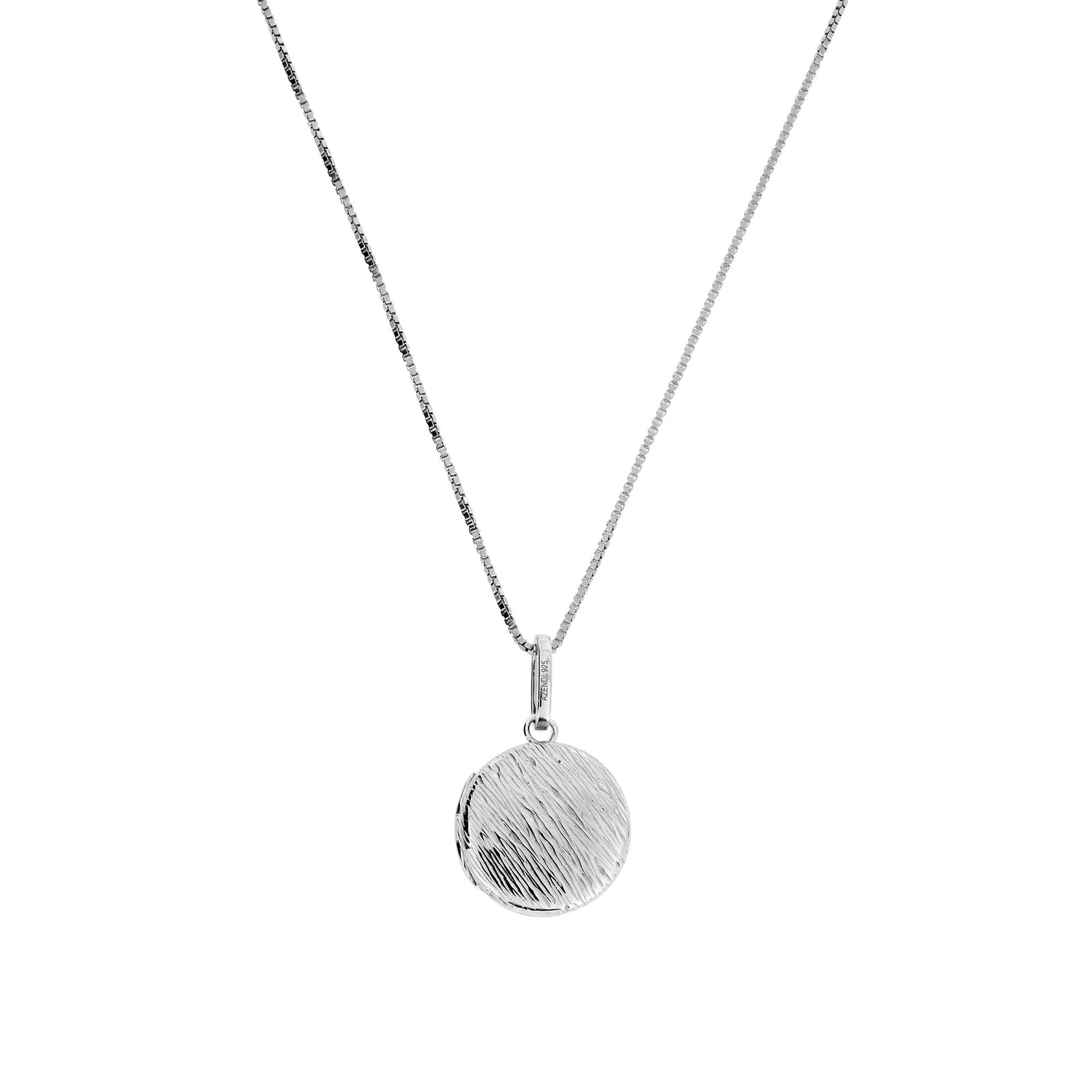 Sterling Silver Diagonal Textured Elements Locket Pendant