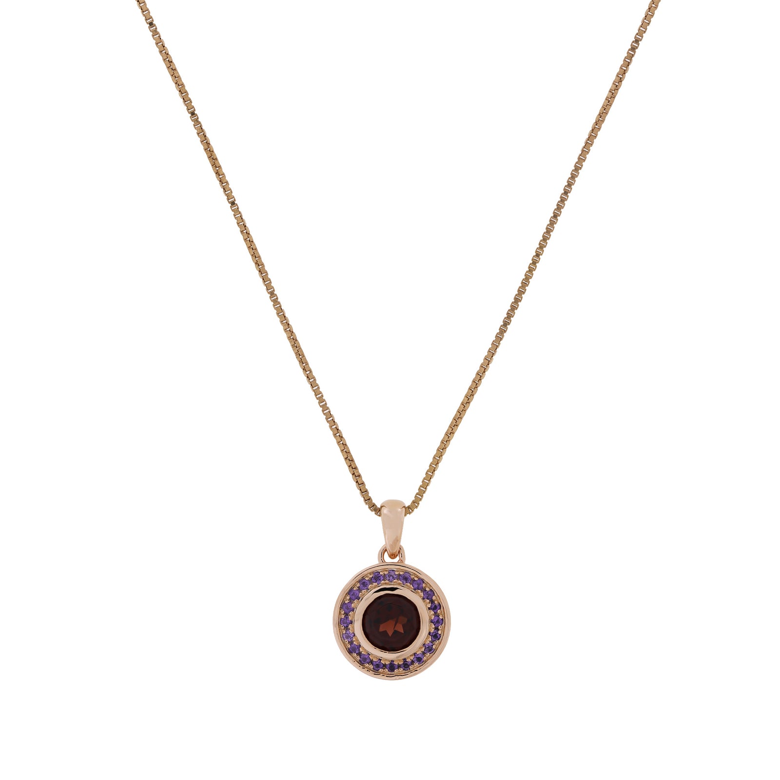 Garnet & Amethyst Pendant in Rose Gold Vermeil