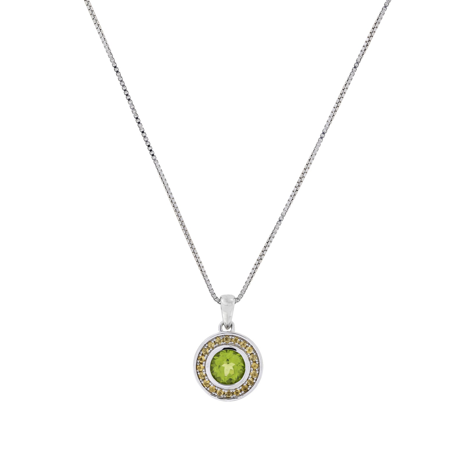 Olivine & Citrene Pendant in Sterling Silver