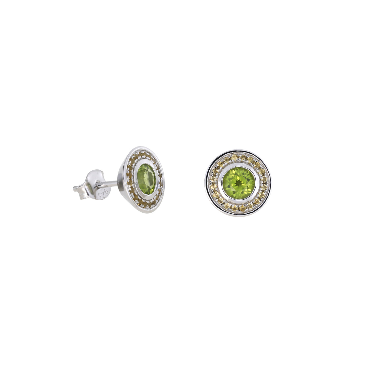 Olivine &amp; Citrene Stud Earrings in Sterling Silver