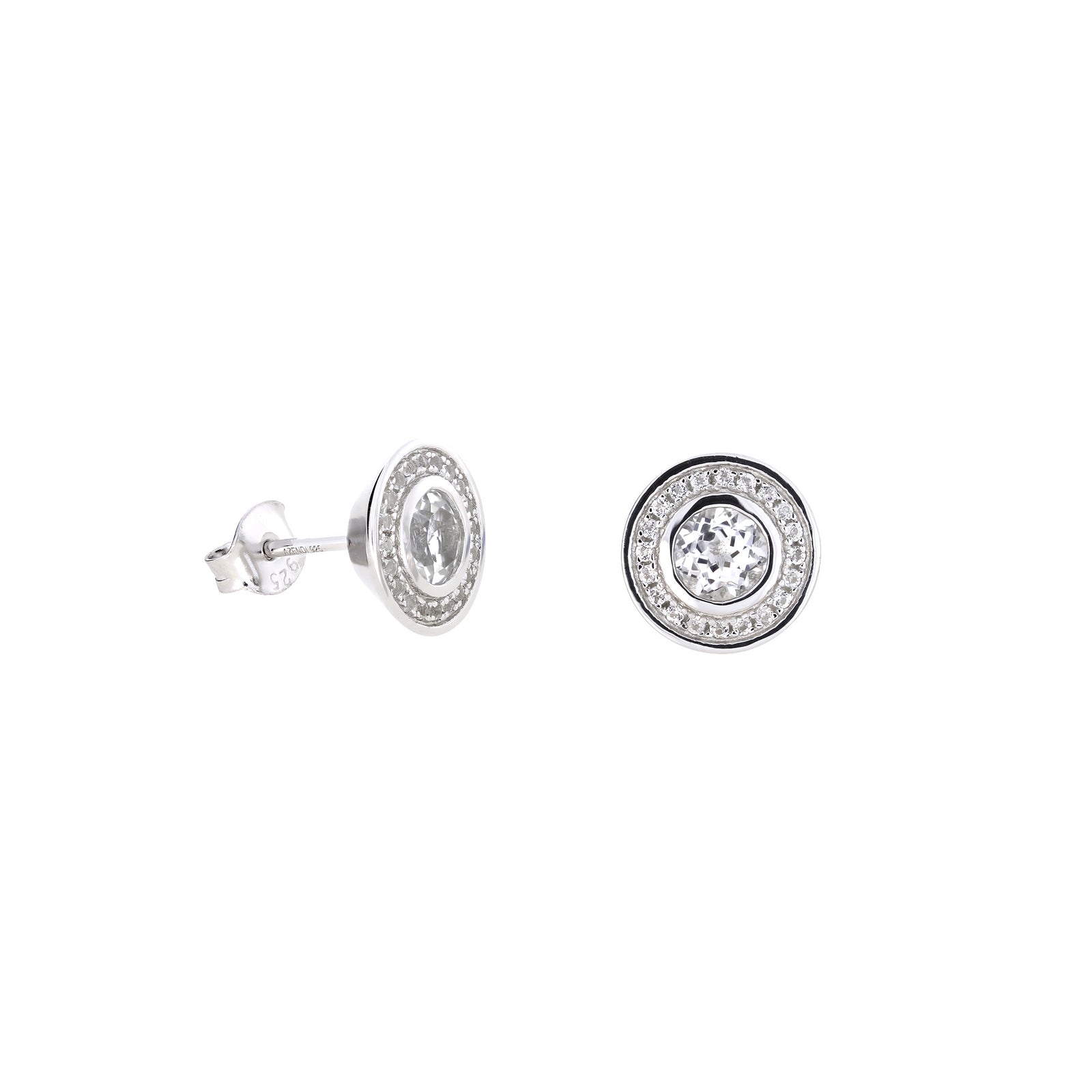 White Topaz Stud Earrings in Sterling Silver