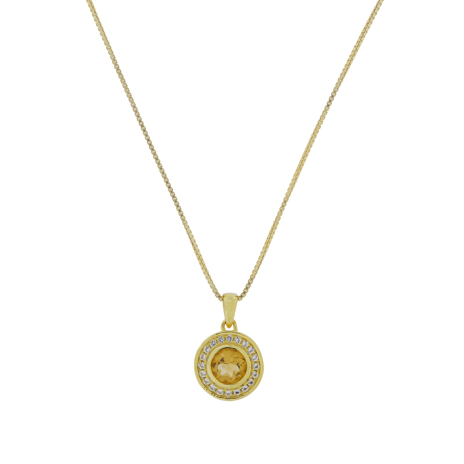 Citrene & White Topaz Pendant in Yellow Gold Vermeil