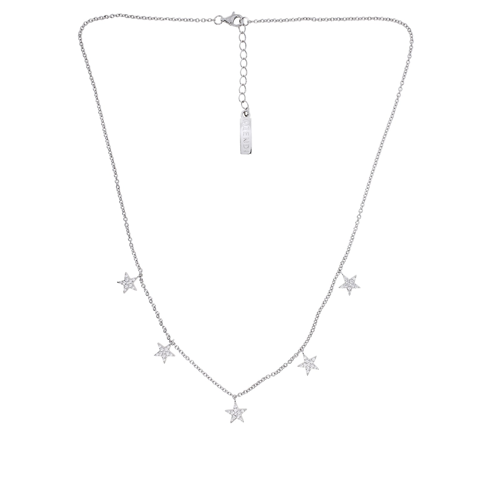 Five Silver Pavé Stars Necklace