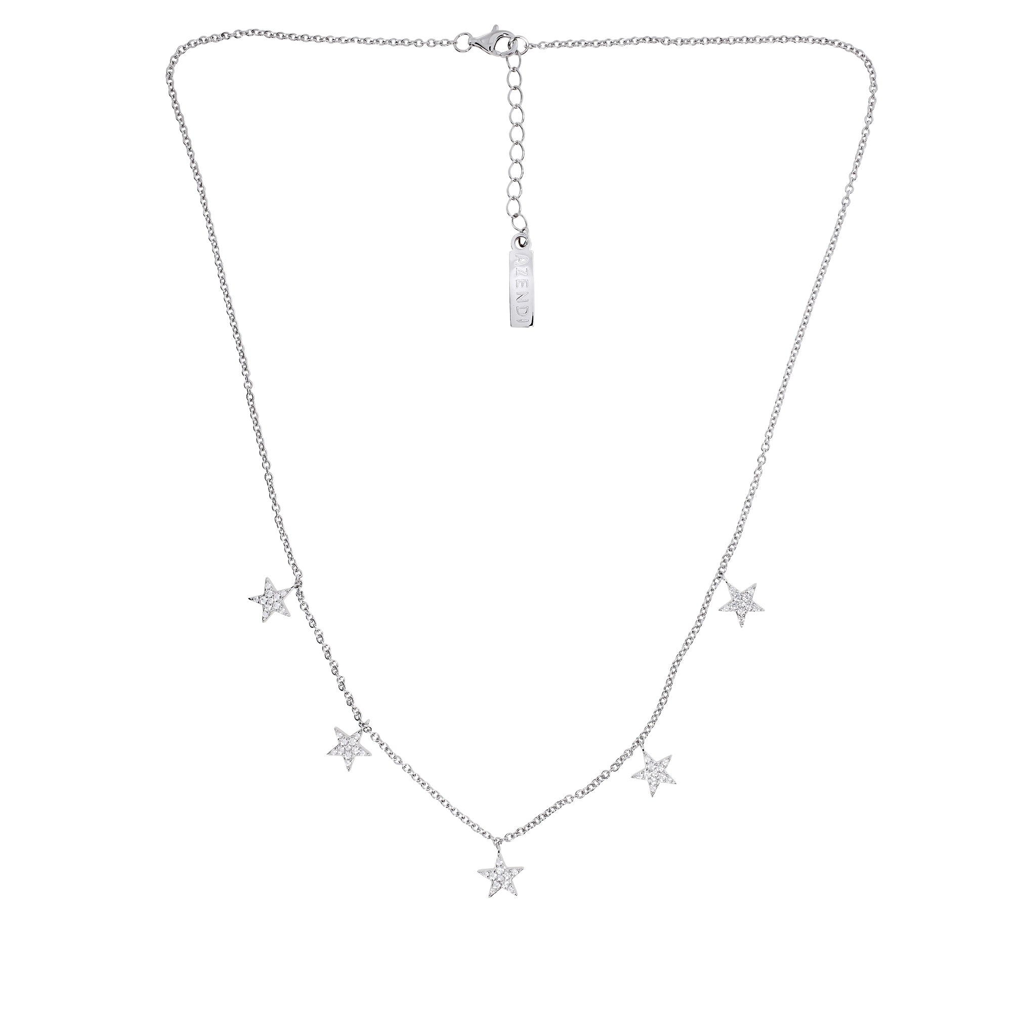 Five Silver Pavé Stars Necklace