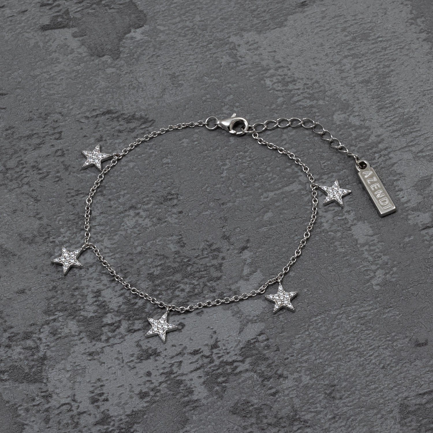 Five Silver Pavé Stars Bracelet