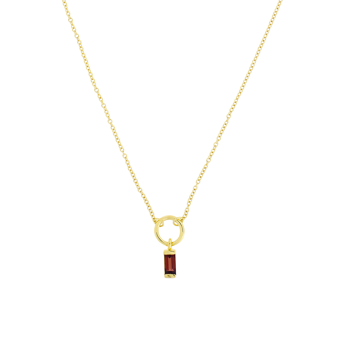 Gold Vermeil Garnet Baguette Necklace