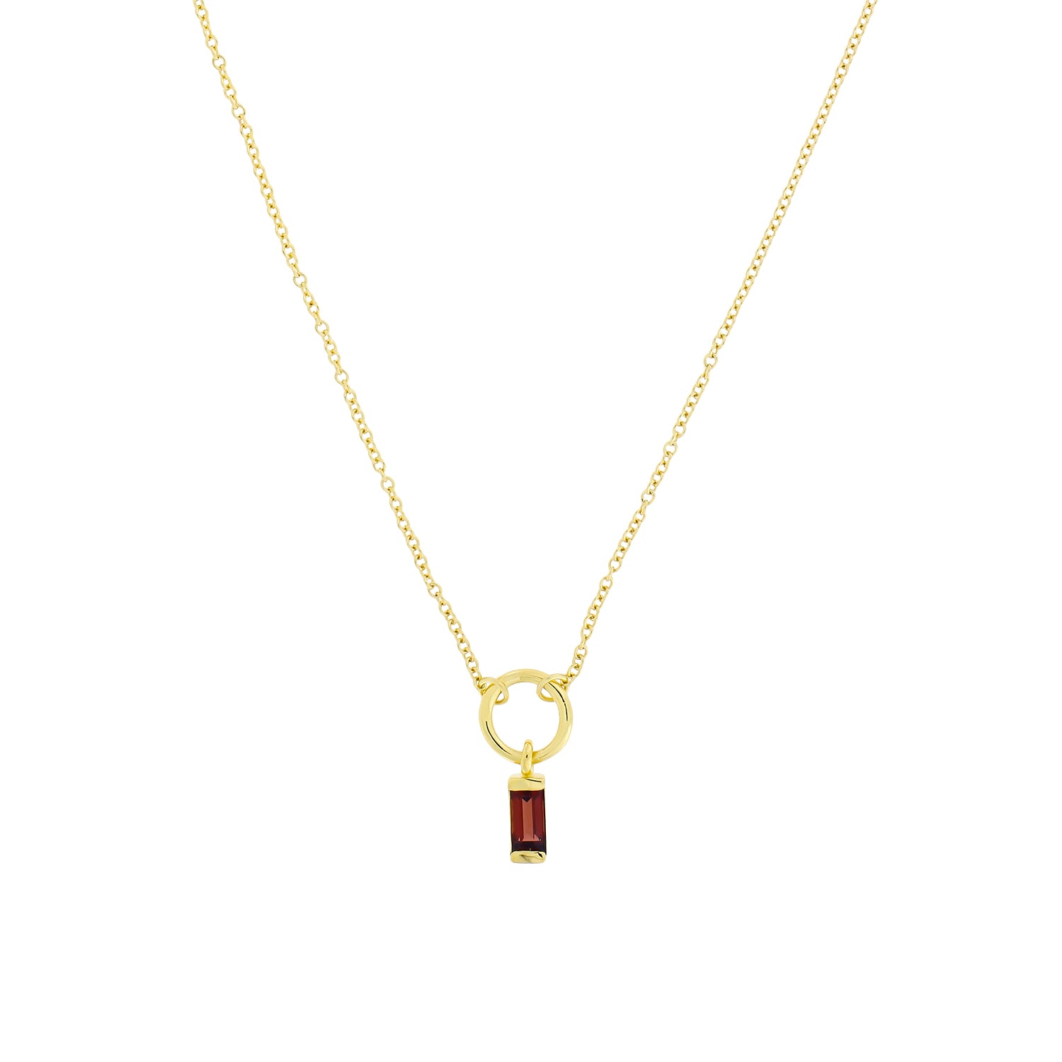 Gold Vermeil Garnet Baguette Necklace
