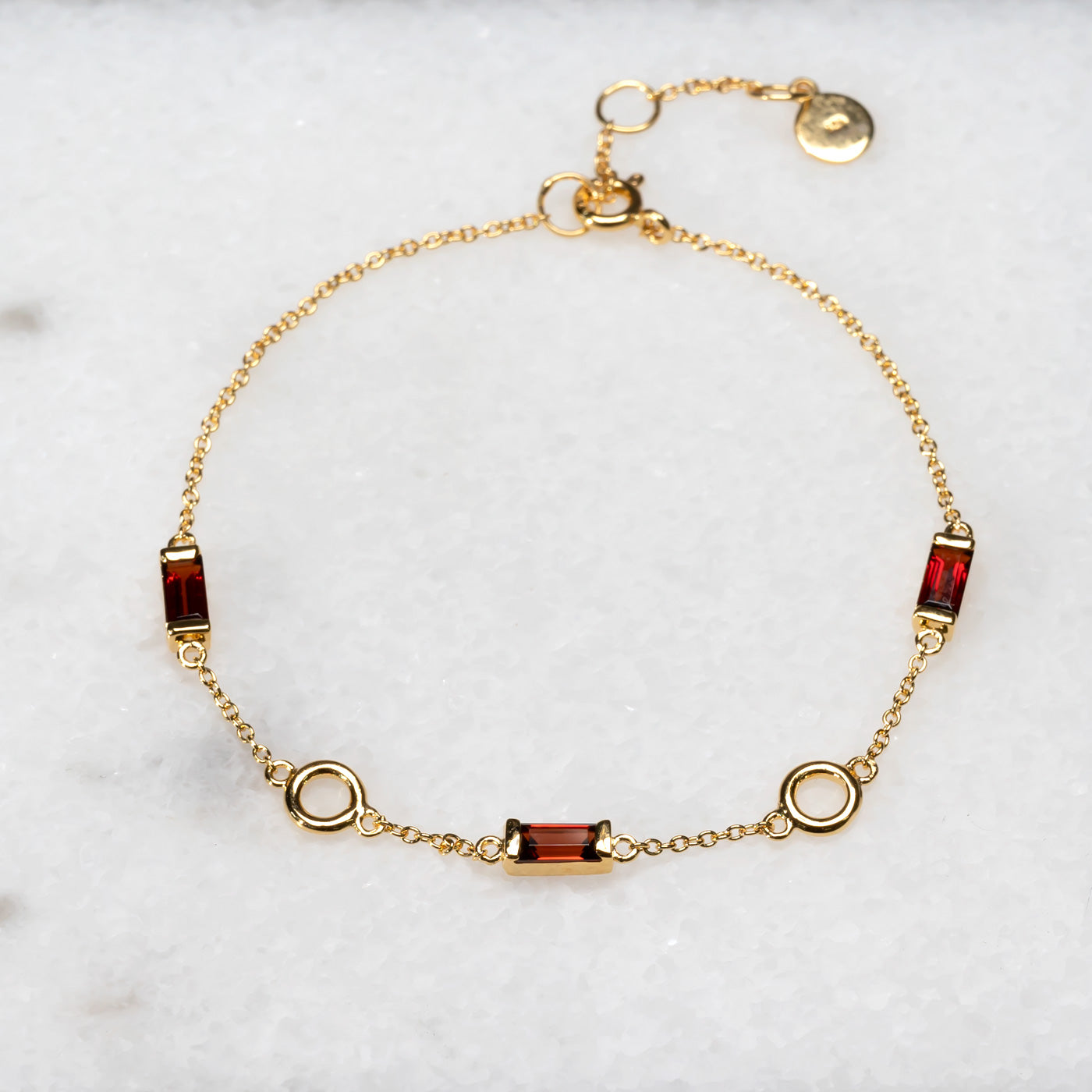 Gold Vermeil Garnet Baguette Bracelet