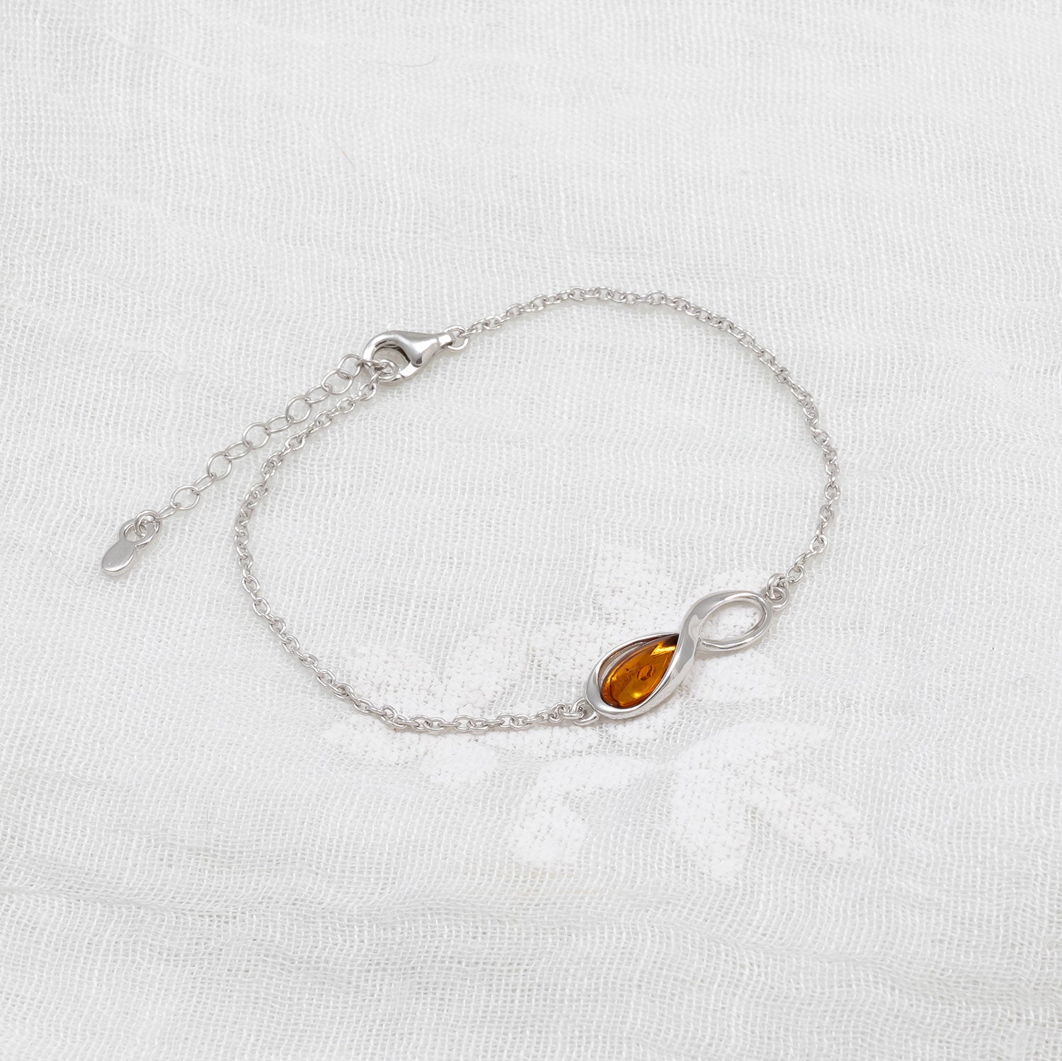 Silver Infinity Amber Bracelet