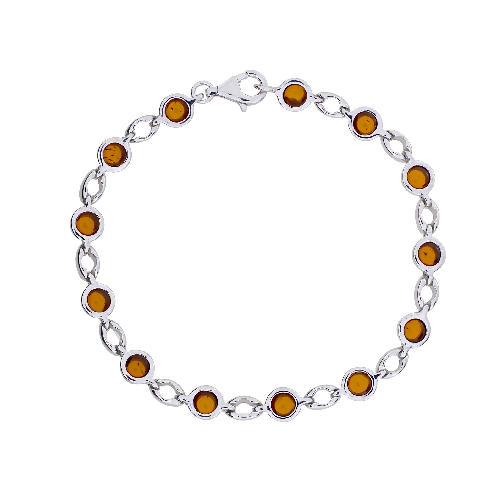 Silver Amber Circles Bracelet