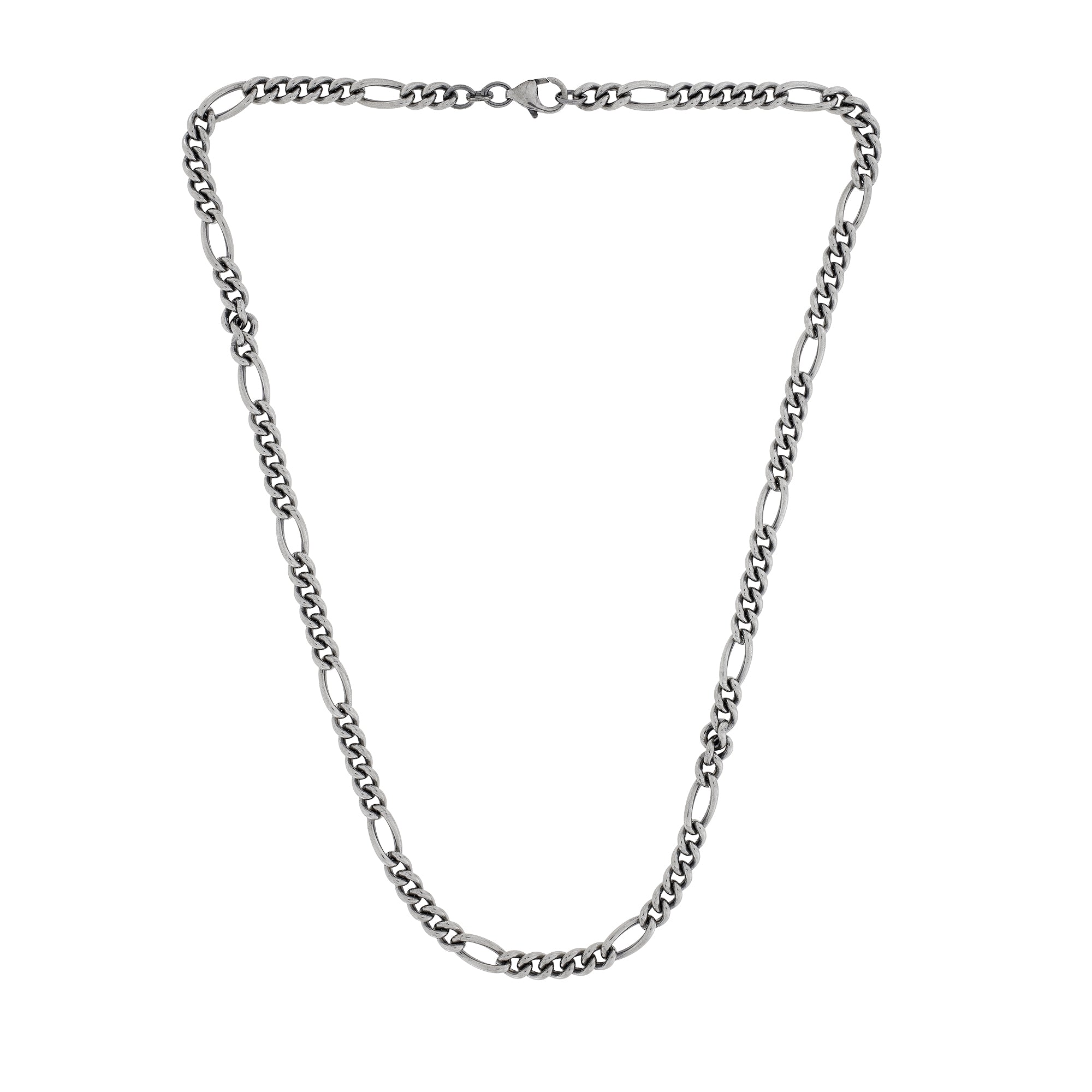 Men's Oxidised Silver Figaro Link Neck Chain