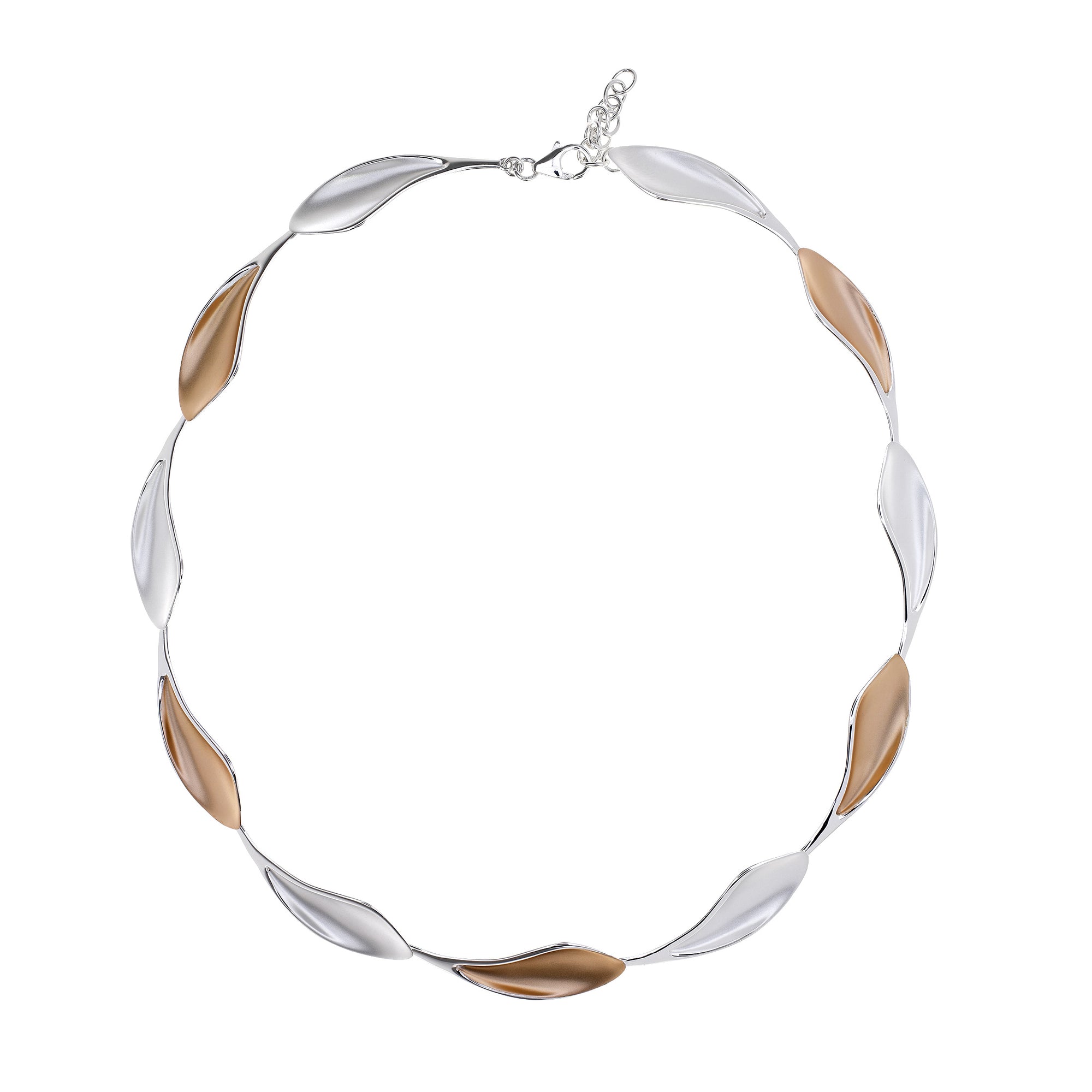 Silver & Rose Vermeil Leaves Link Necklace
