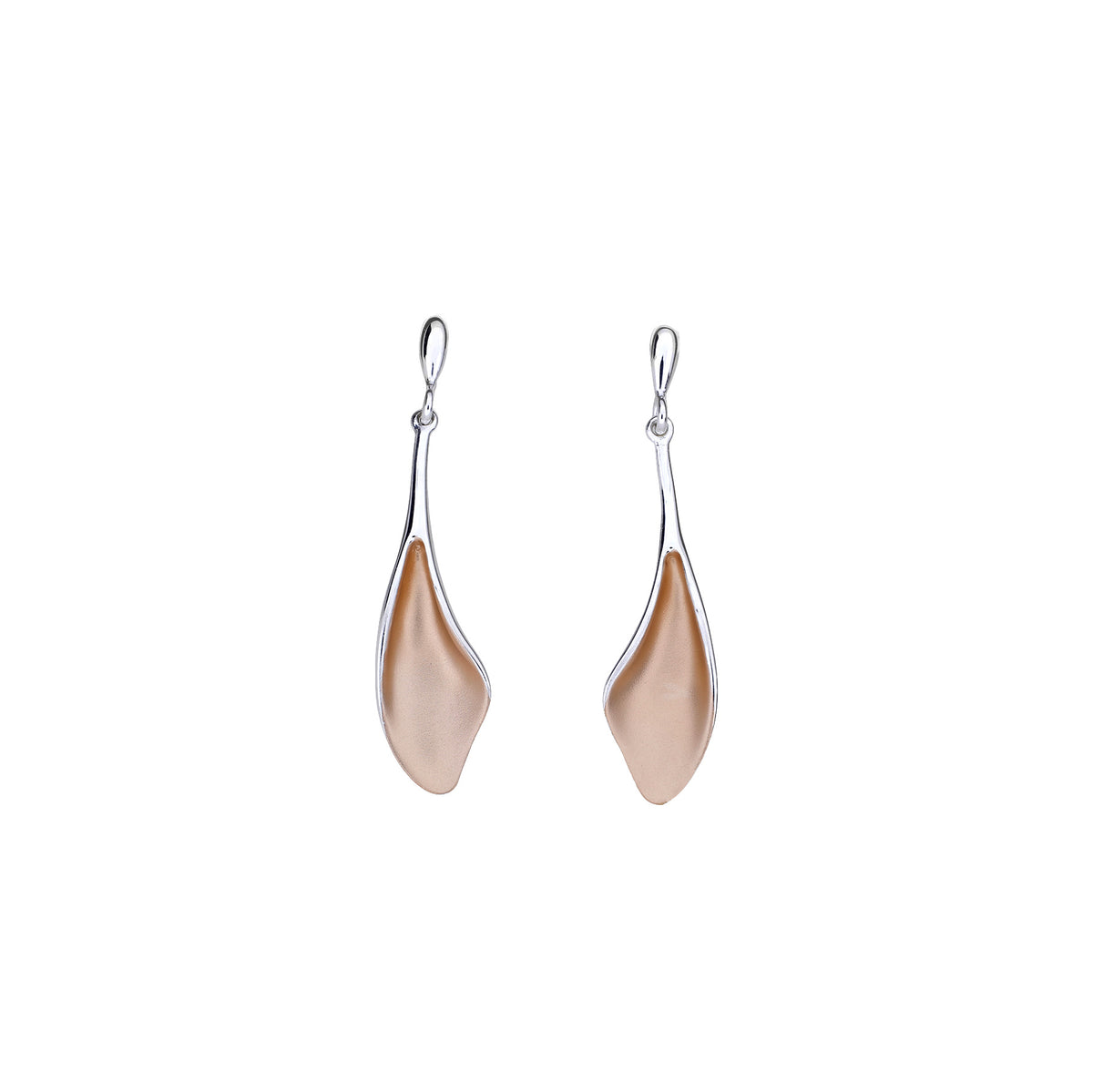 Silver &amp; Rose Vermeil Leaves Drop Earrings