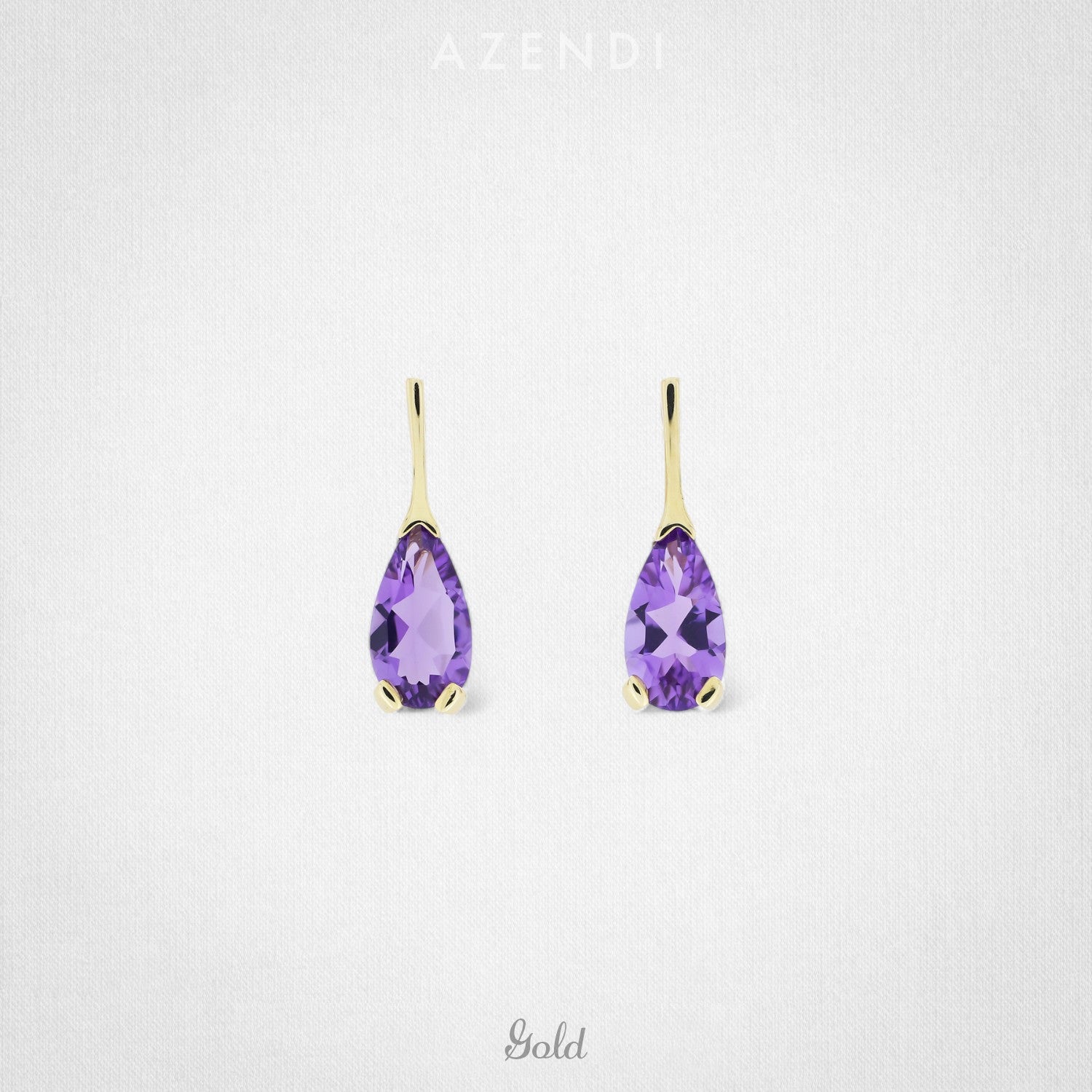 9 Carat Gold Amethyst Teardrop Earrings
