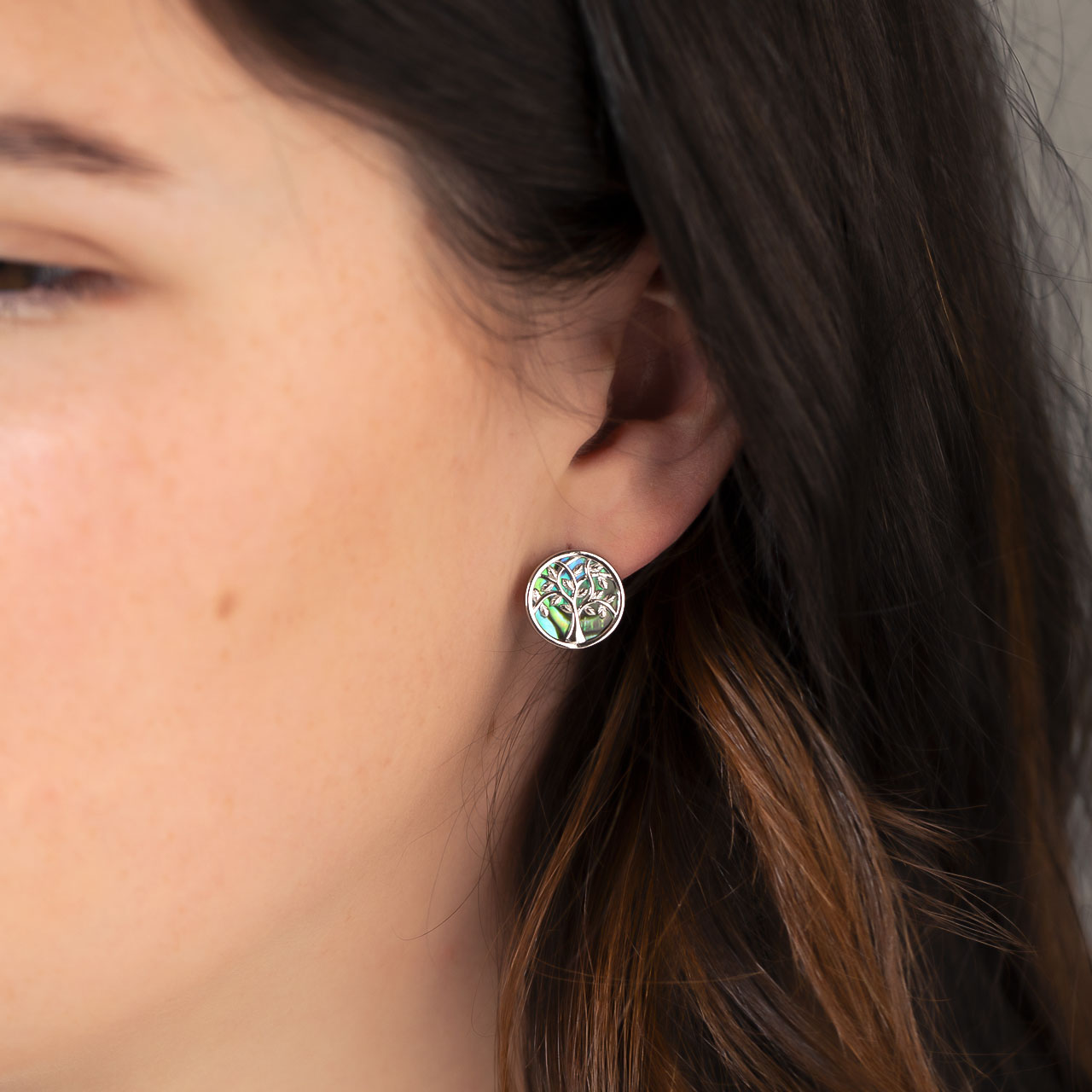 Arbor Vitae Stud Earrings with Abalone