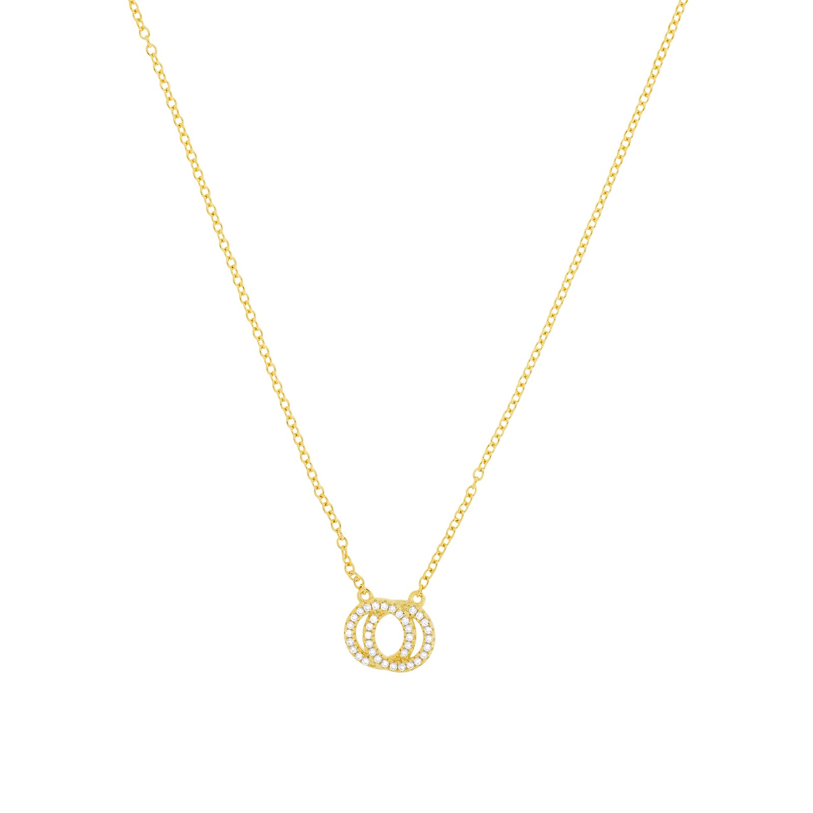 Yellow Gold Vermeil Reversible Interlocking Circles Necklace