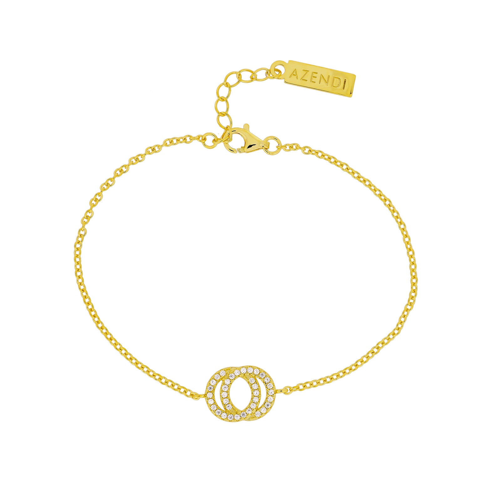 Yellow Gold Vermeil and Cubic Zirconia Interlocking Circles Bracelet