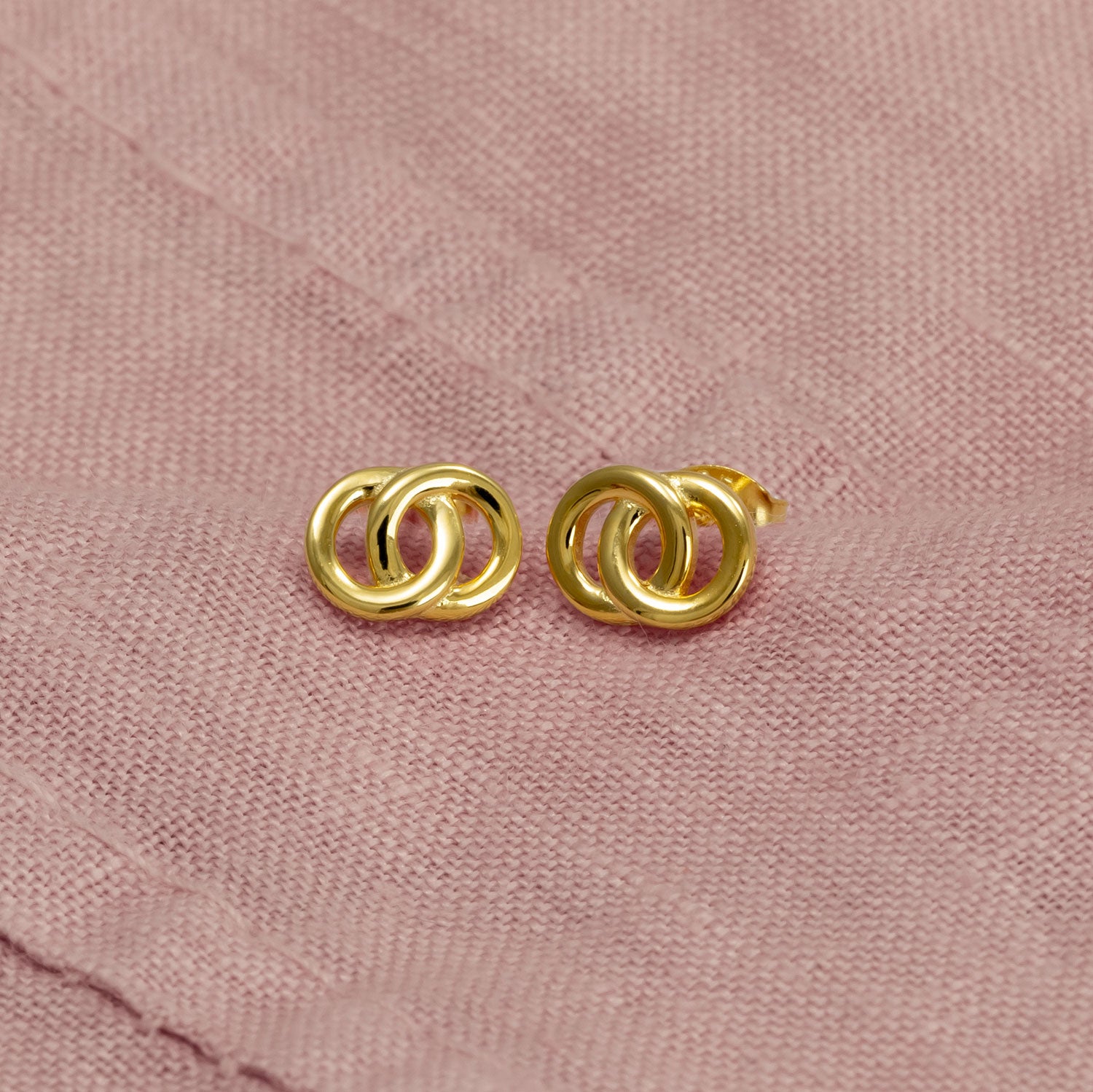 Yellow Gold Vermeil Interlocking Stud Earrings