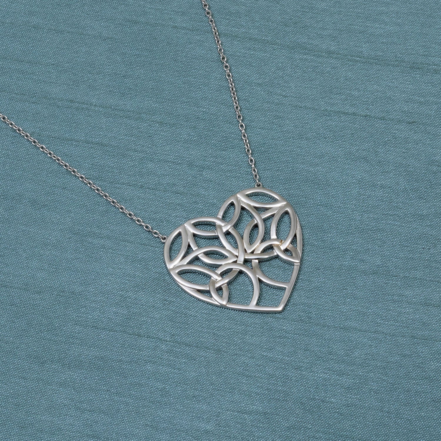 Silver Celtic Tree of Life Heart Necklace
