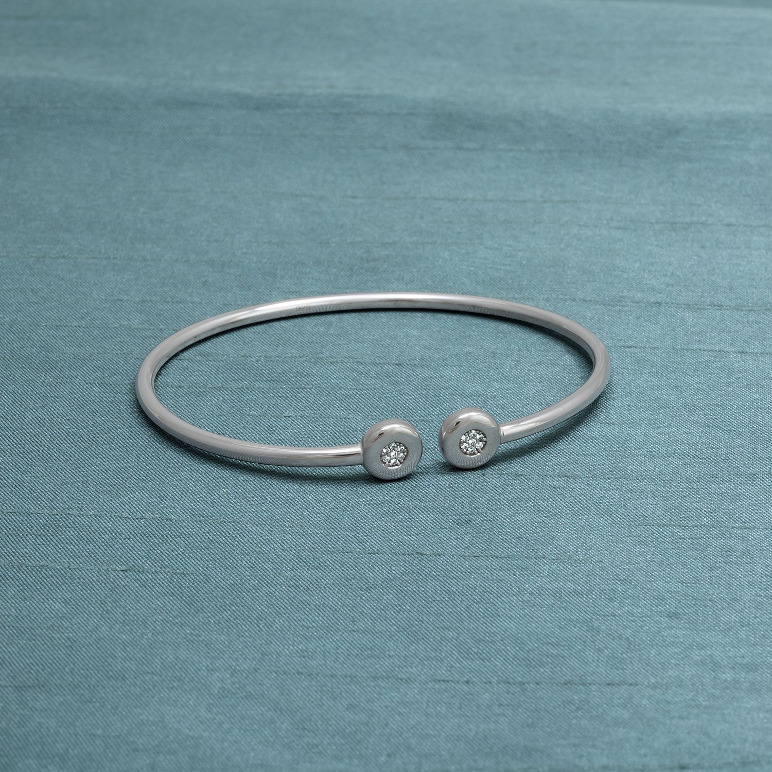 Silver Pavé Discs Flexi Cuff Bangle