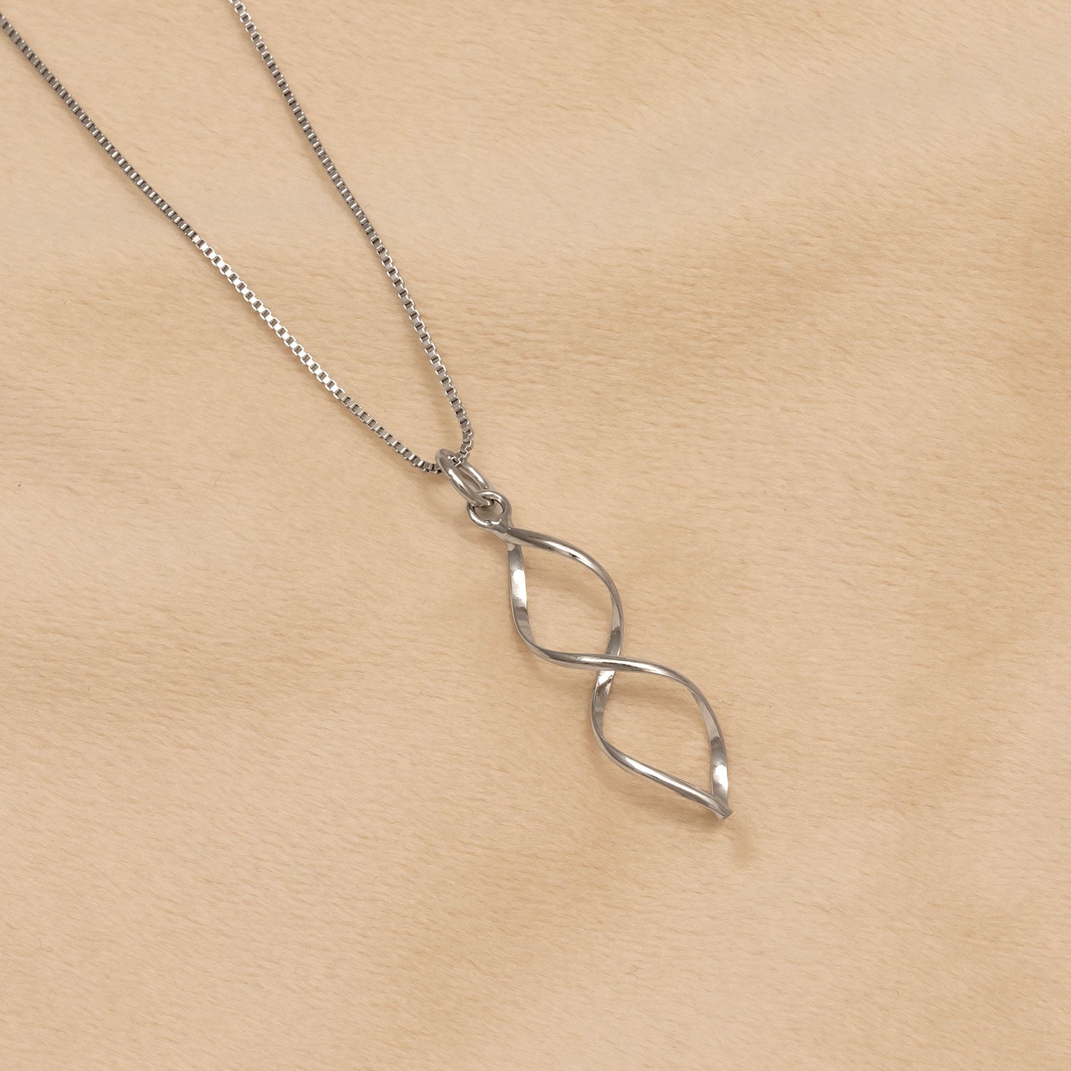 Longer Open Twist Pendant - Silver