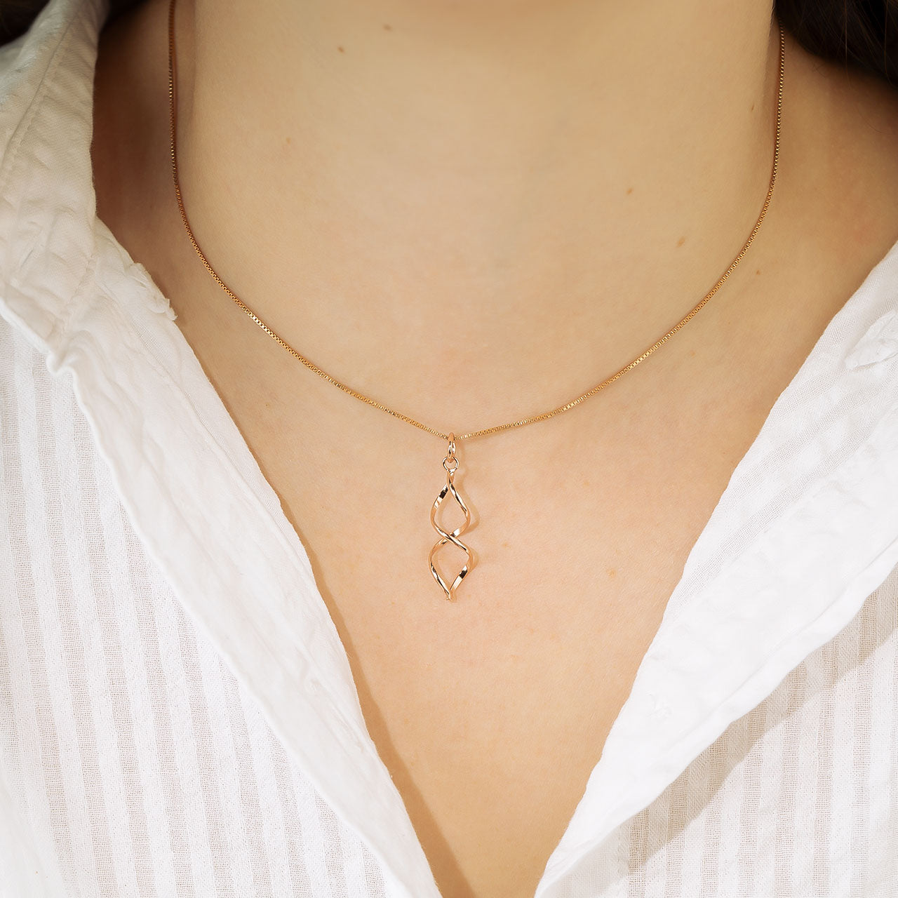 Longer Open Twist Pendant - Rose Gold Vermeil