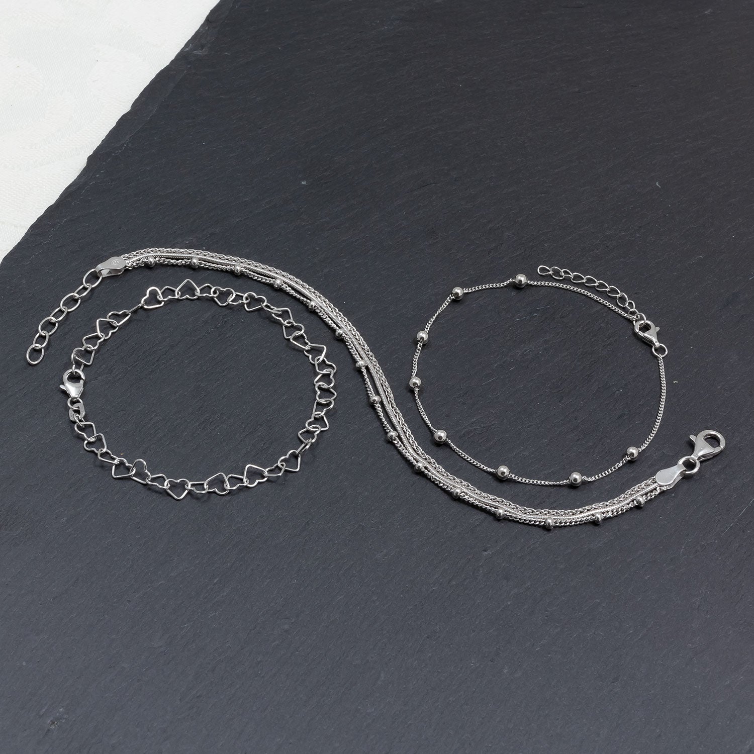 Silver Triple Strand Chain Bracelet