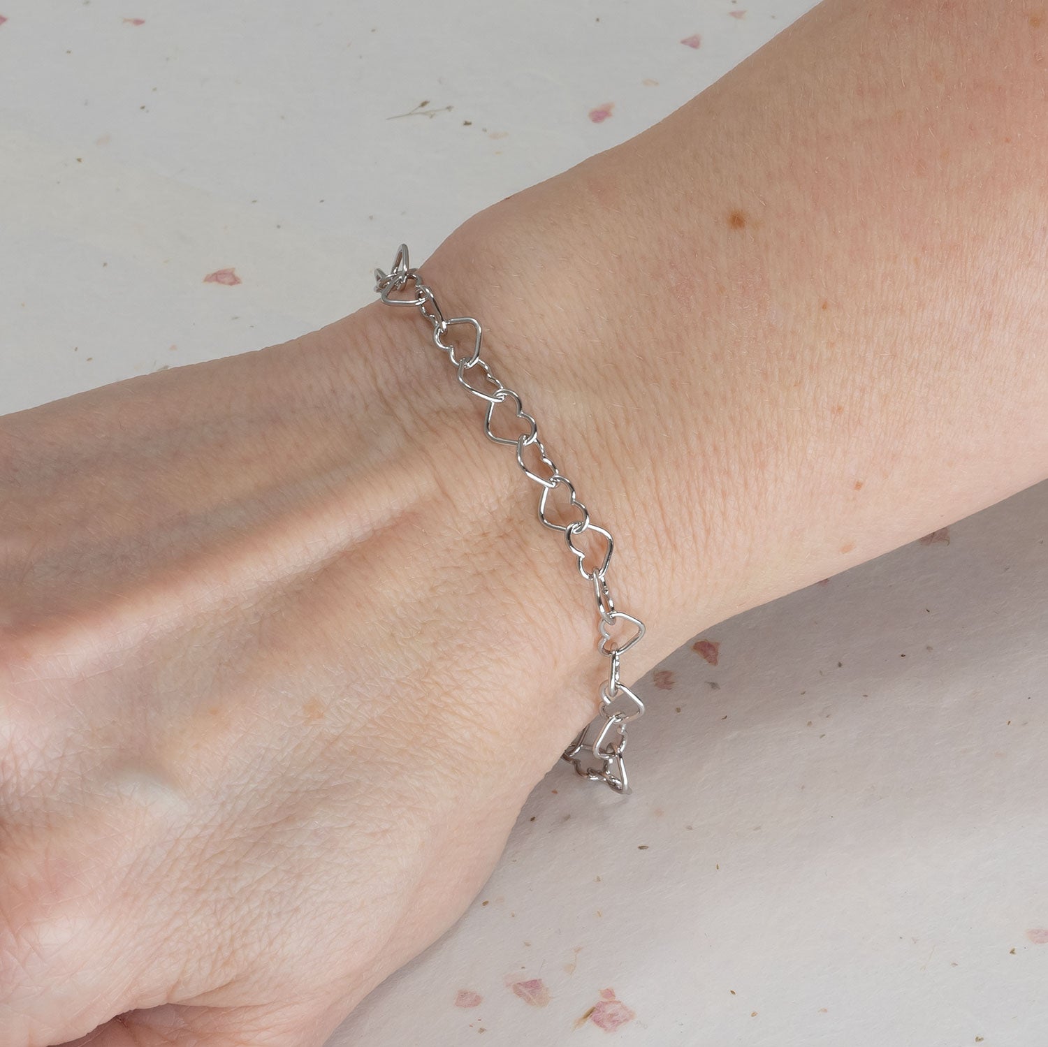 Silver Heart Links Bracelet