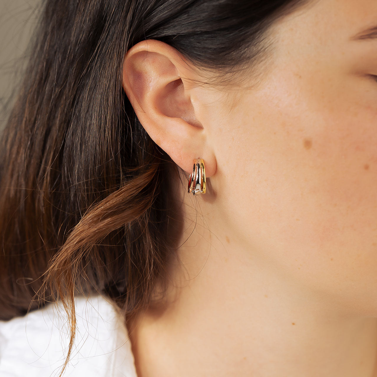 Three Colour Hinged Hoop Earrings