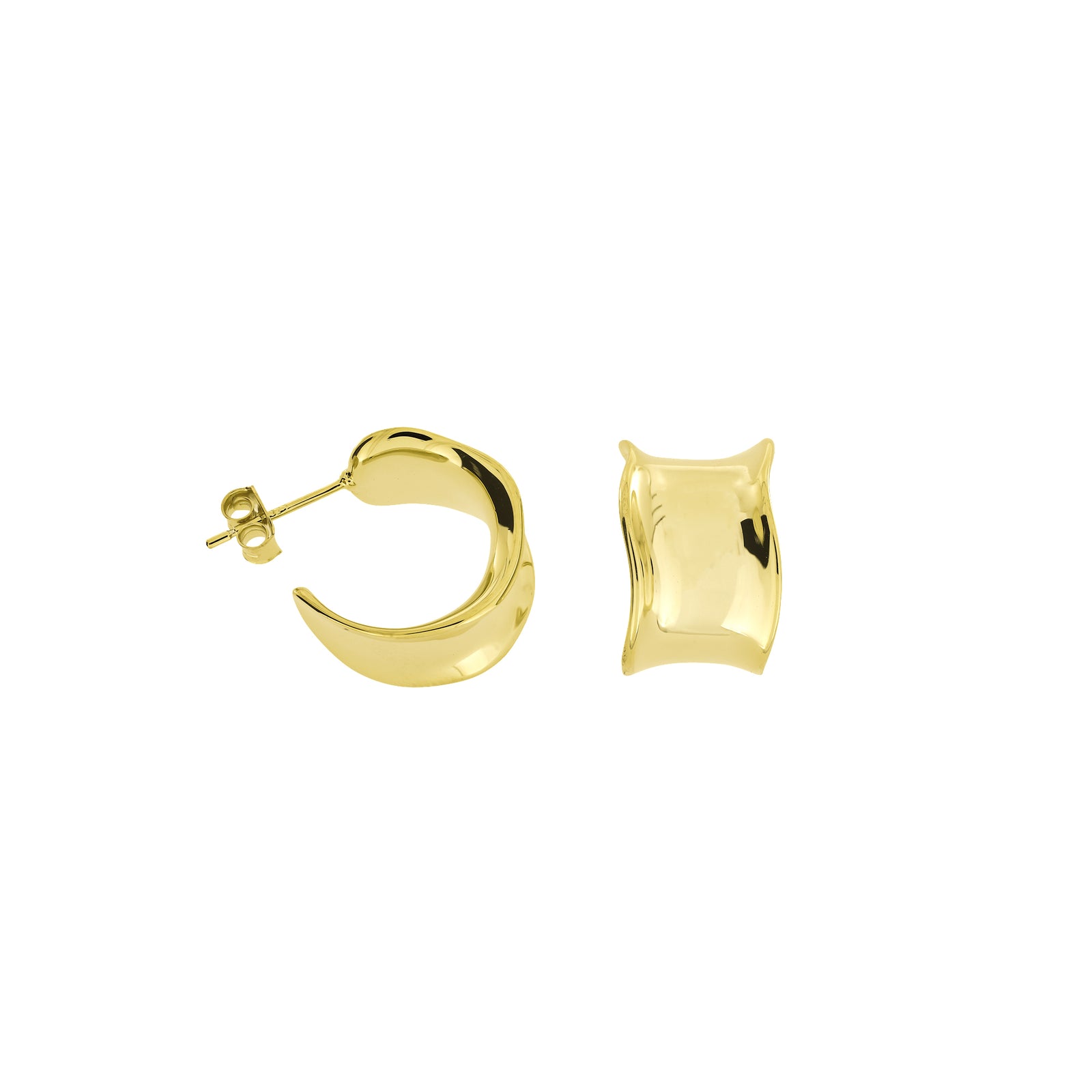 Gold Vermeil Bevelled Wavy Hoop Earrings